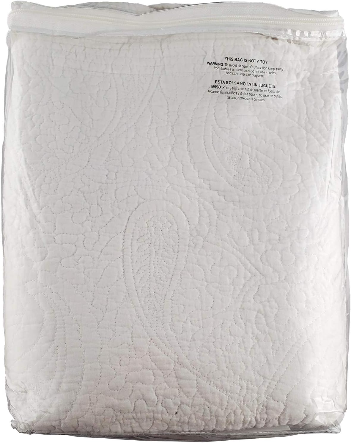 Greenland Home Paisley Quilted Bed Skirt Ivory Full 1
