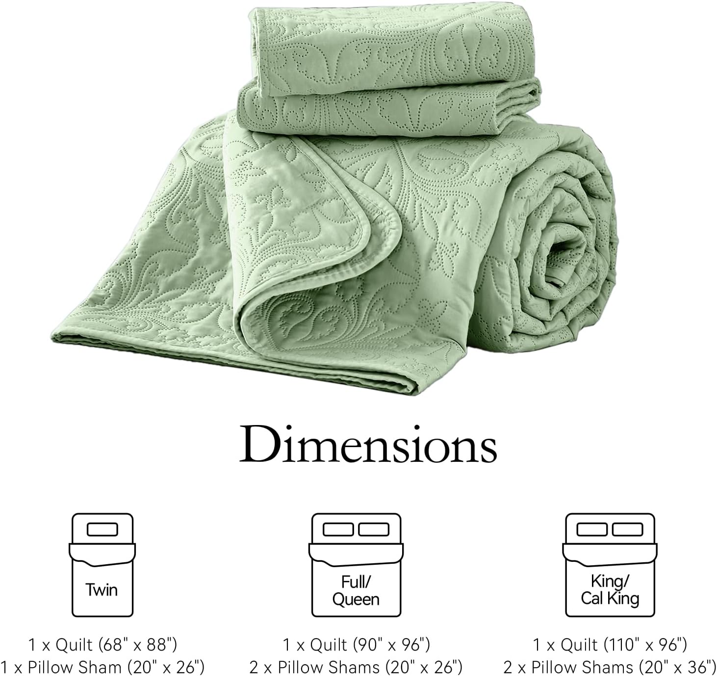 Akkialla Twin Quilt Bedding Set Light Green