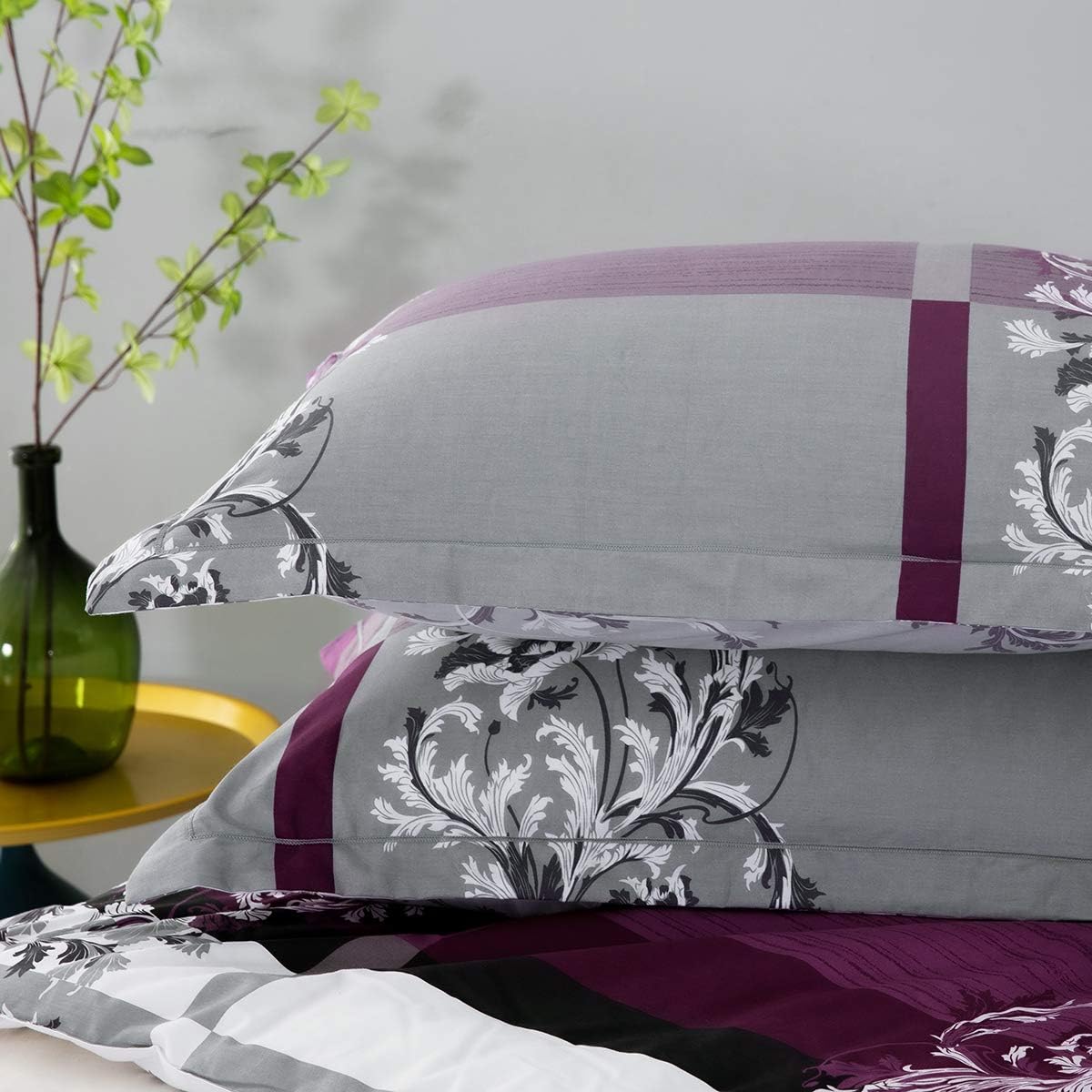 SLEEPBELLA King Size Comforter Set Grey Paisley Purple