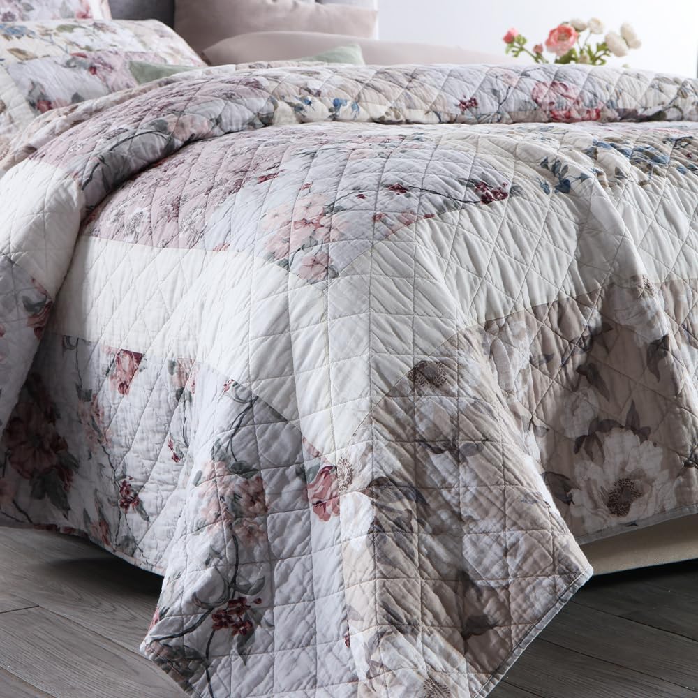 Camandy Cotton Reversible Quilt Bedding Set 3 Pieces King Size