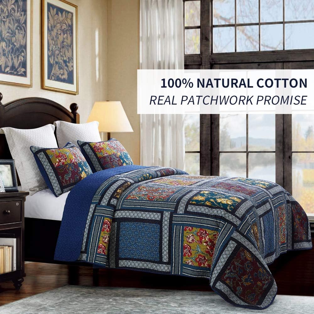 DECMAY Queen Size Quilt Set 100 Cotton Patchwork