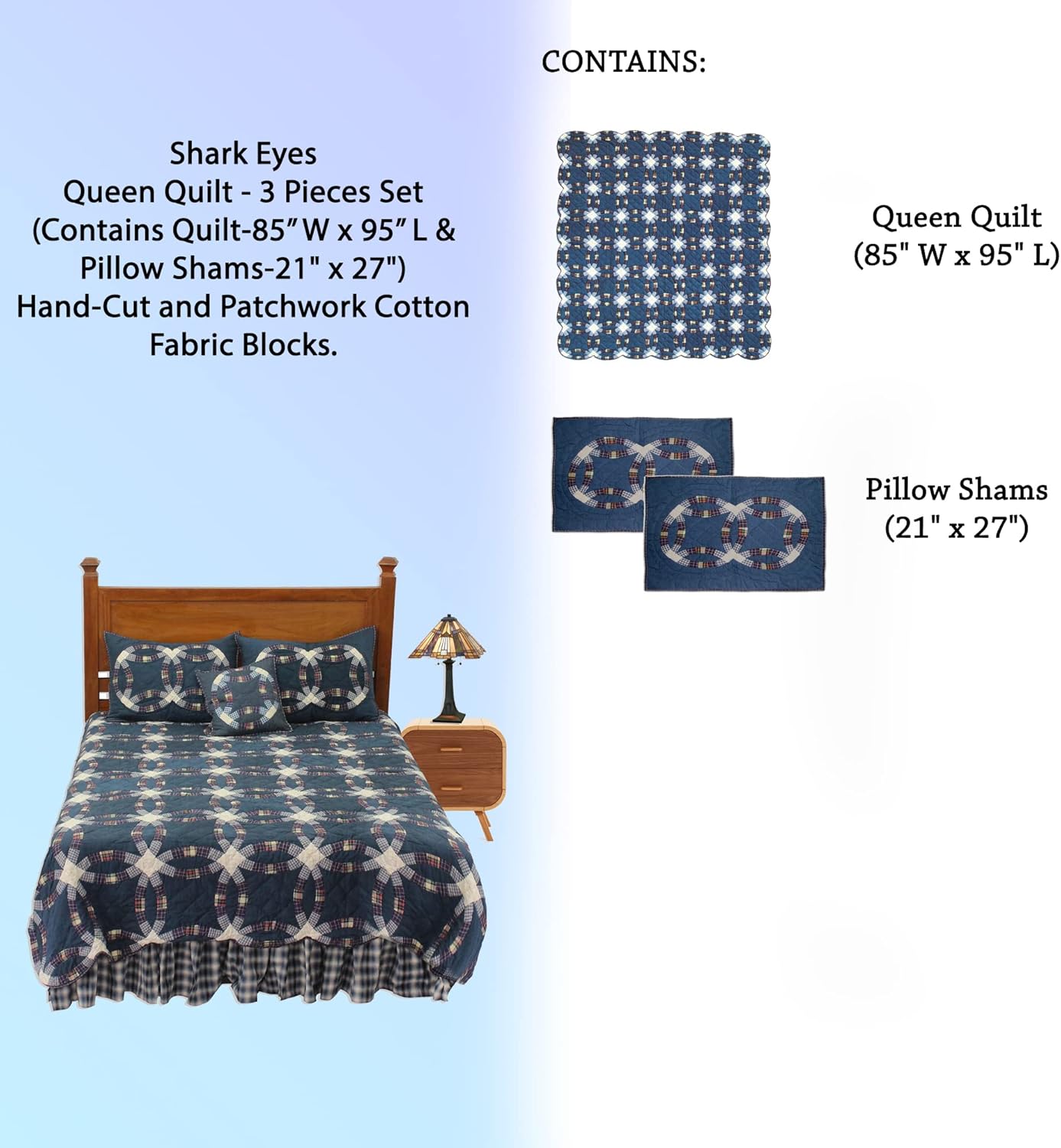 Patch Magic Shark Eyes Queen Quilt Set