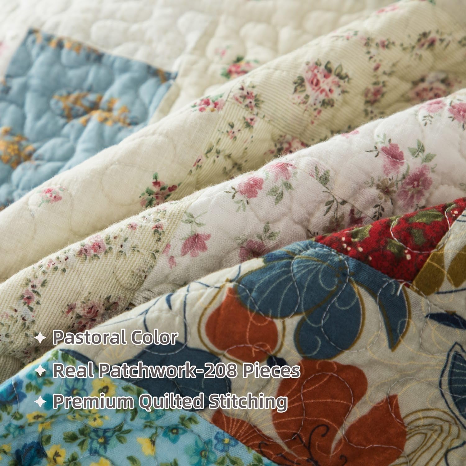 Meadow Park Cotton Patchwork Quilt Set Queen