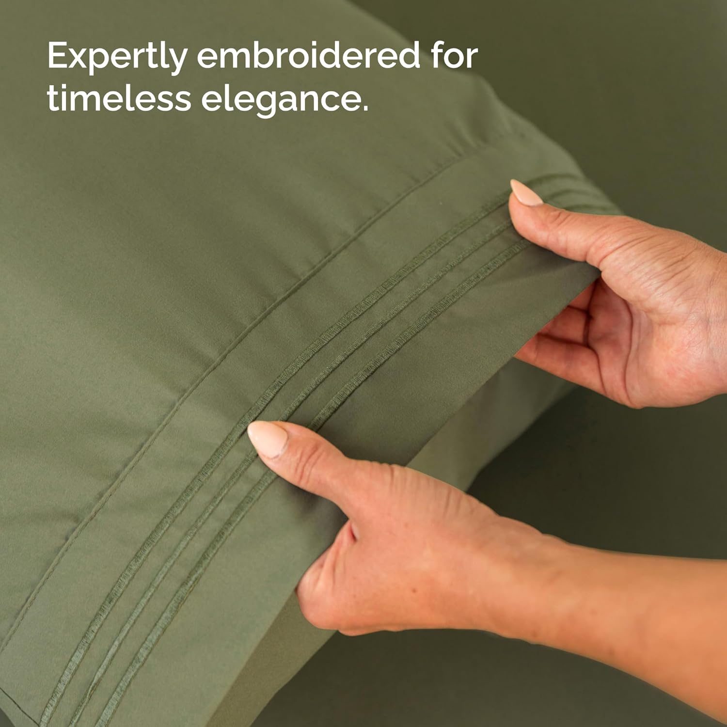 Wrap Around Dust Ruffle Bed Skirt 2 Pillowcases Bundle - Sage Green
