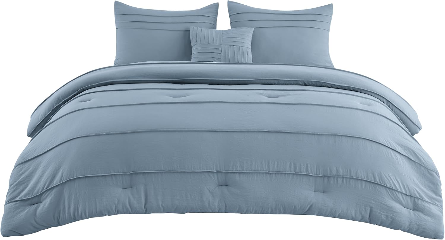 Bedsure King Comforter Set - 4 Piece Pinch Pleat Bedding