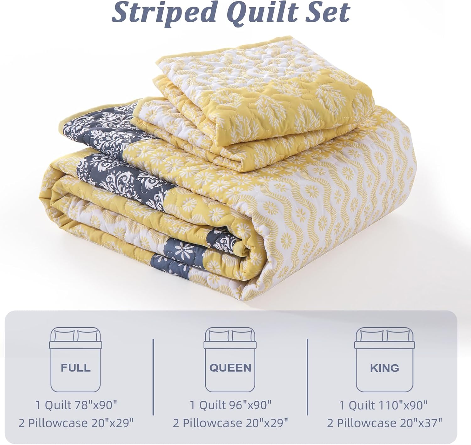 Cottolester Boho King Size Quilt Set with 3 Pieces