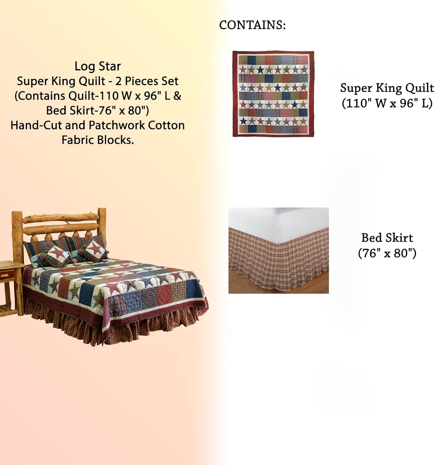 Patch Magic Log Star Super King Quilt Set
