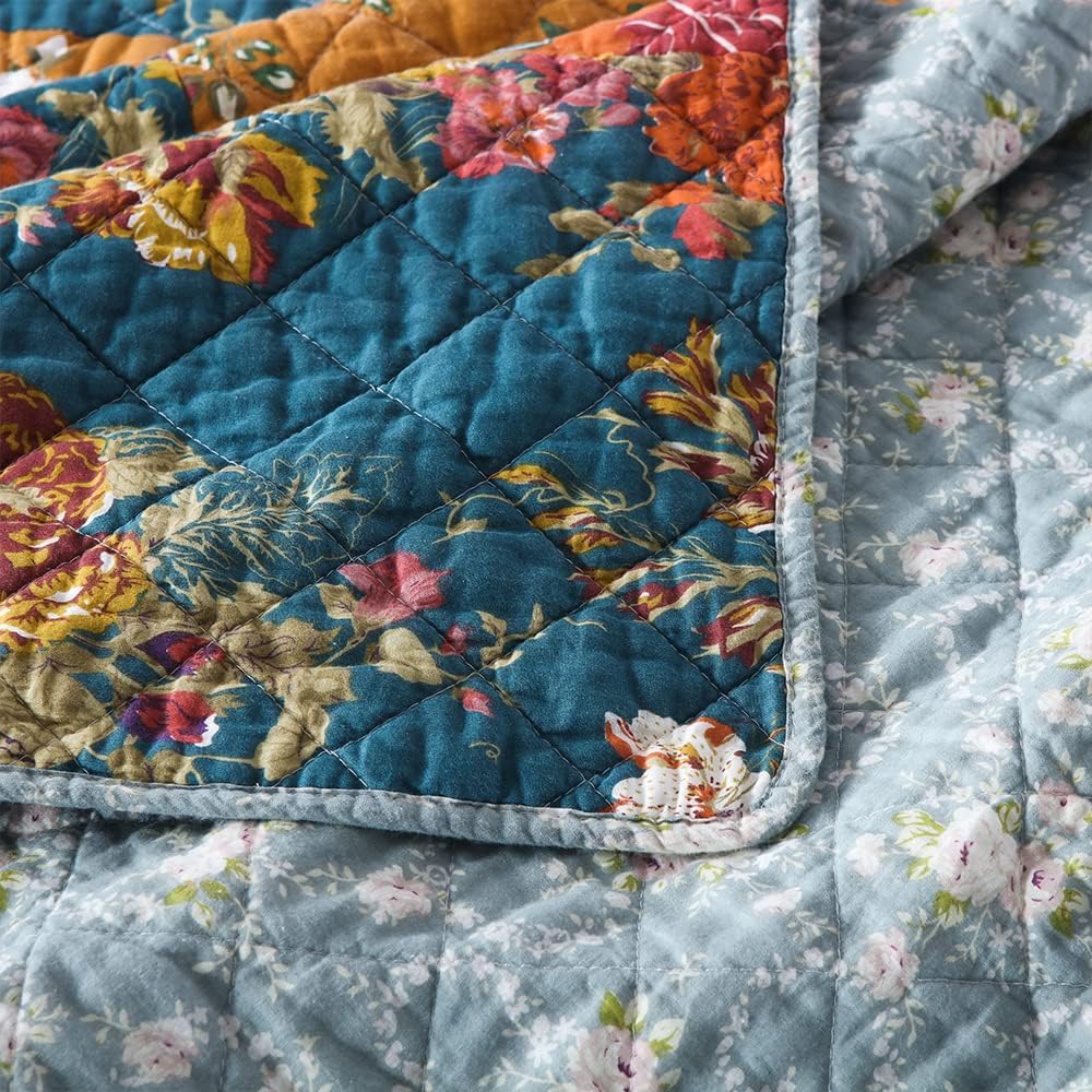 VISIMISI Cotton Reversible Quilt Set 3 Pieces Queen Size