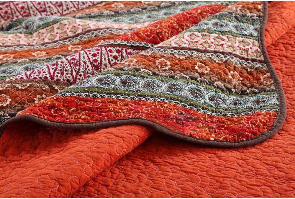 NEWLAKE Striped Cotton Quilt Set Queen Size