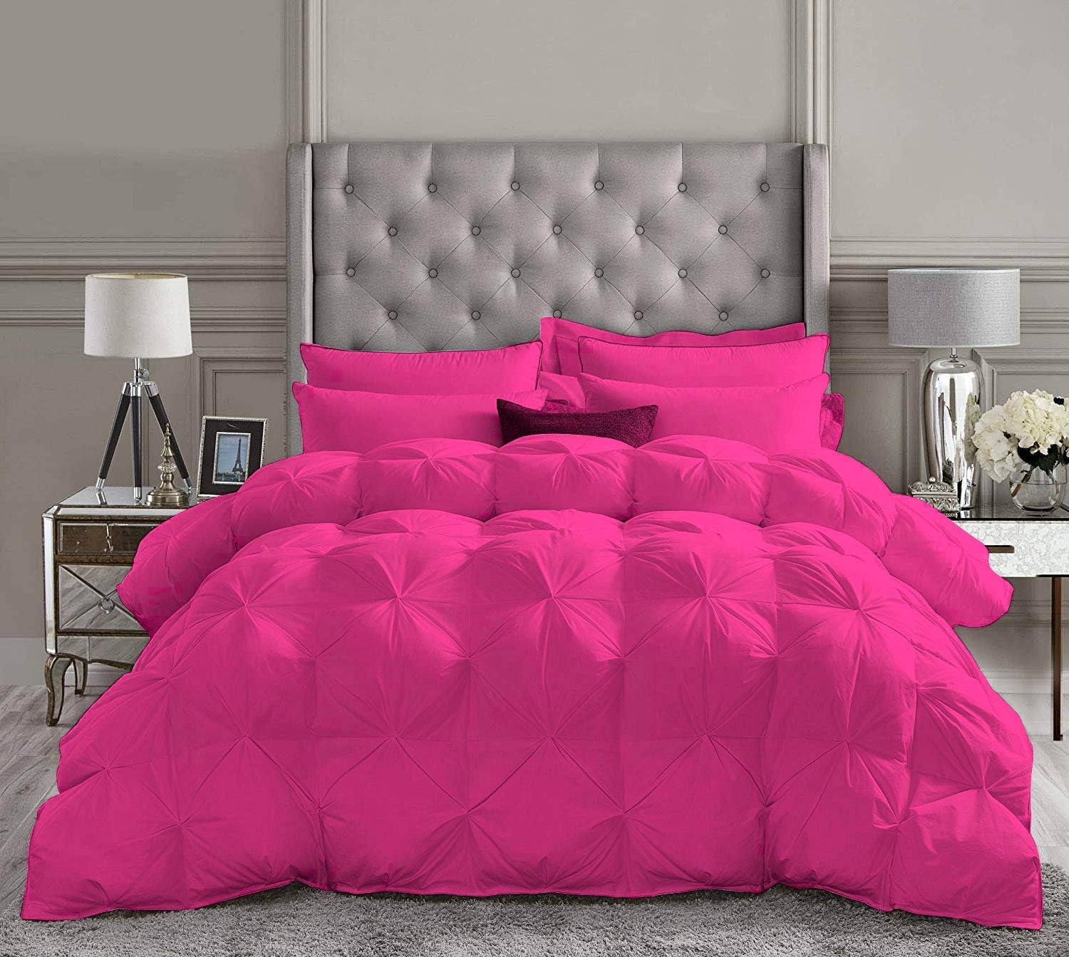 HR Decor 3 Piece Pinch Pleated Comforter Set