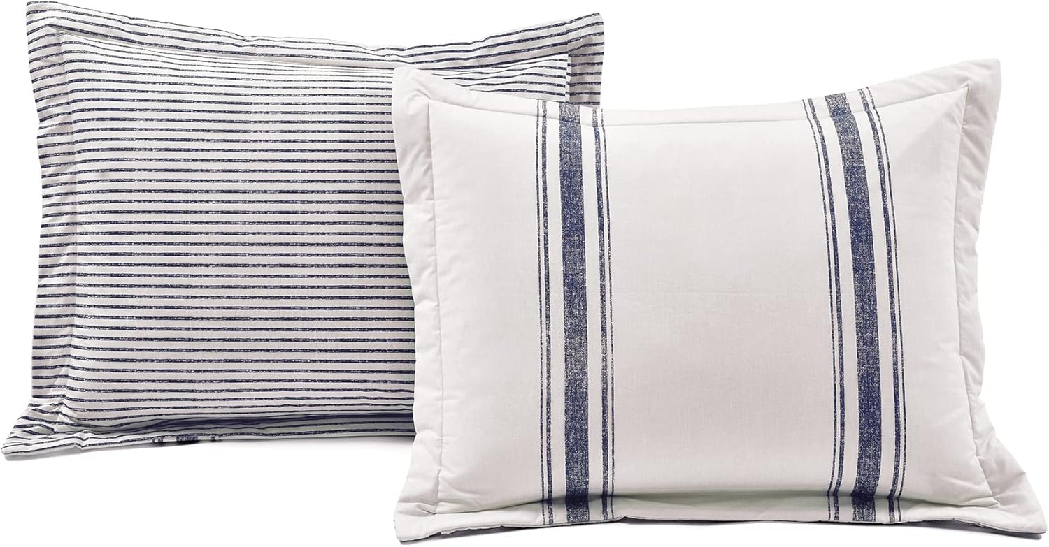 Lush Decor Farmhouse Stripe Reversible Comforter Set