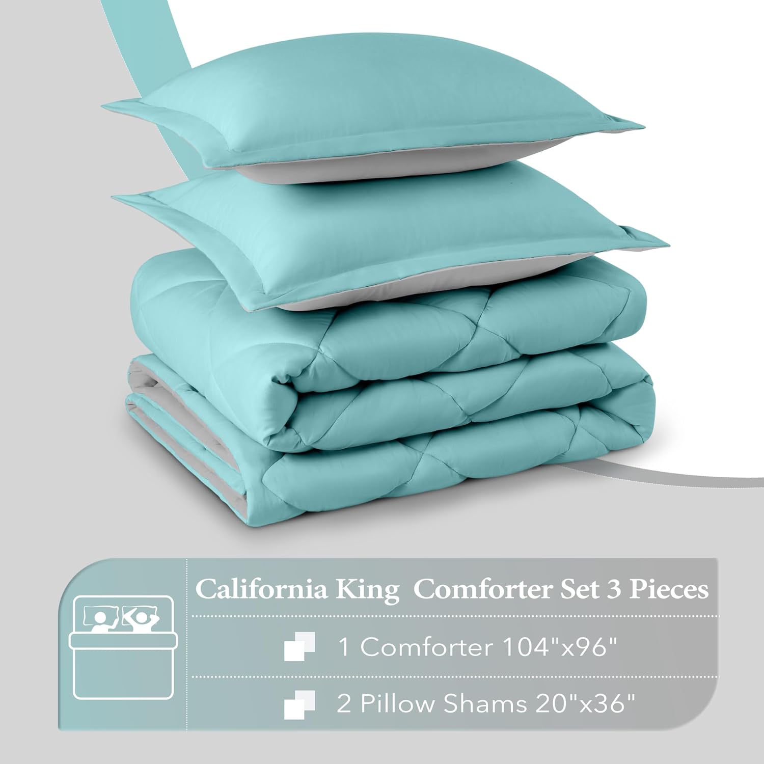 Downluxe California King Comforter Set - Teal and Gray