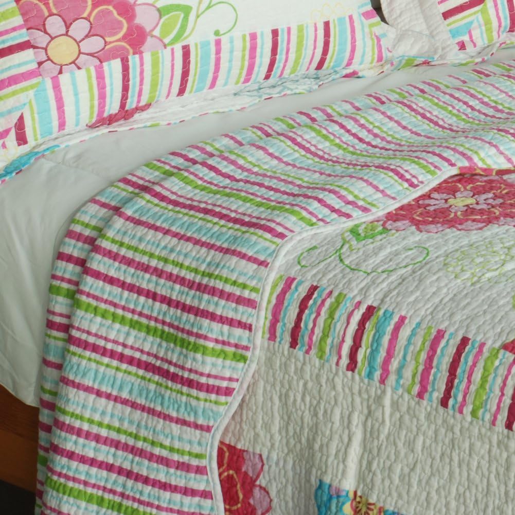 Pink Fairy Tale Cotton 3PC Quilt Set FullQueen
