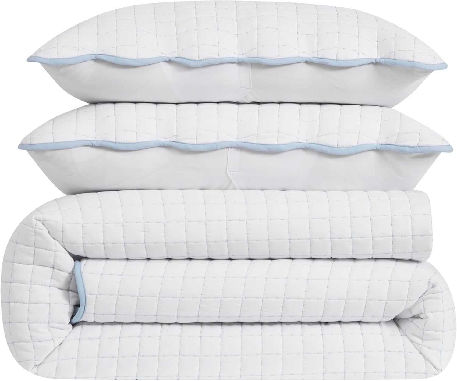 WDCOZY Blue Edge Cal King Quilt Bedding Set 1