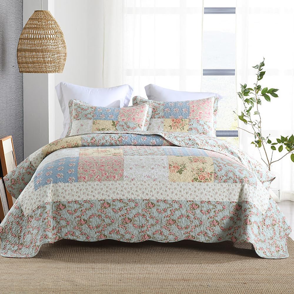 Camandy Cotton Quilt Bedding Set 3 Pieces Reversible