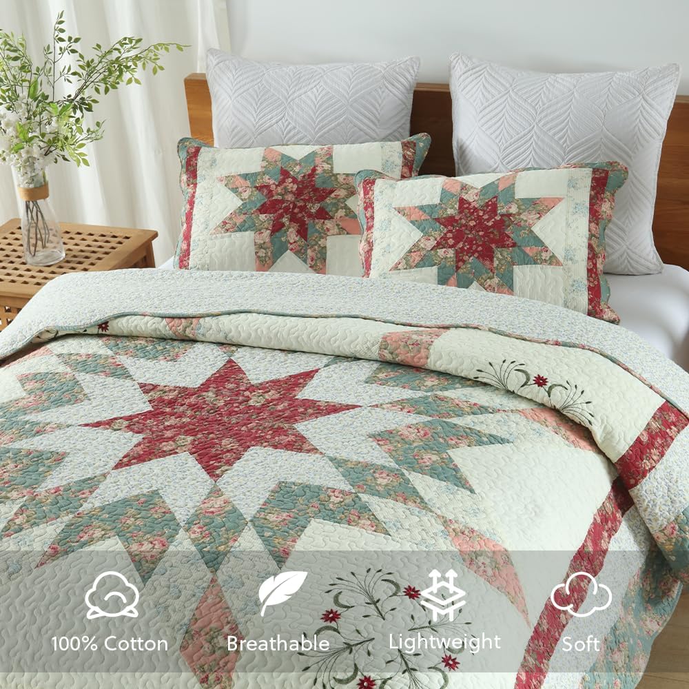 Cotton Bedspread Quilt Set 3 Piece Reversible King Size