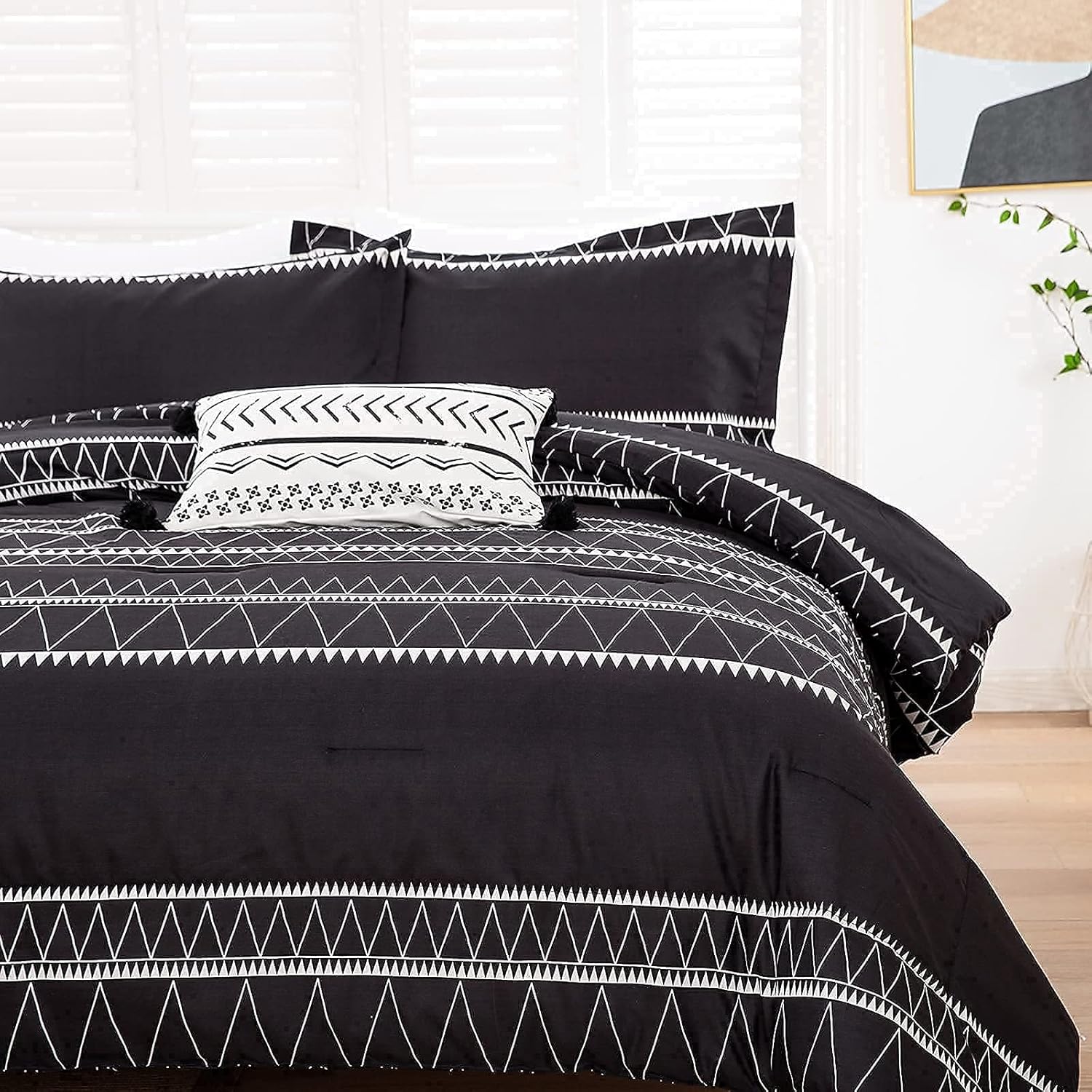 WONGS BEDDING Black Comforter Set Full 3 Pieces