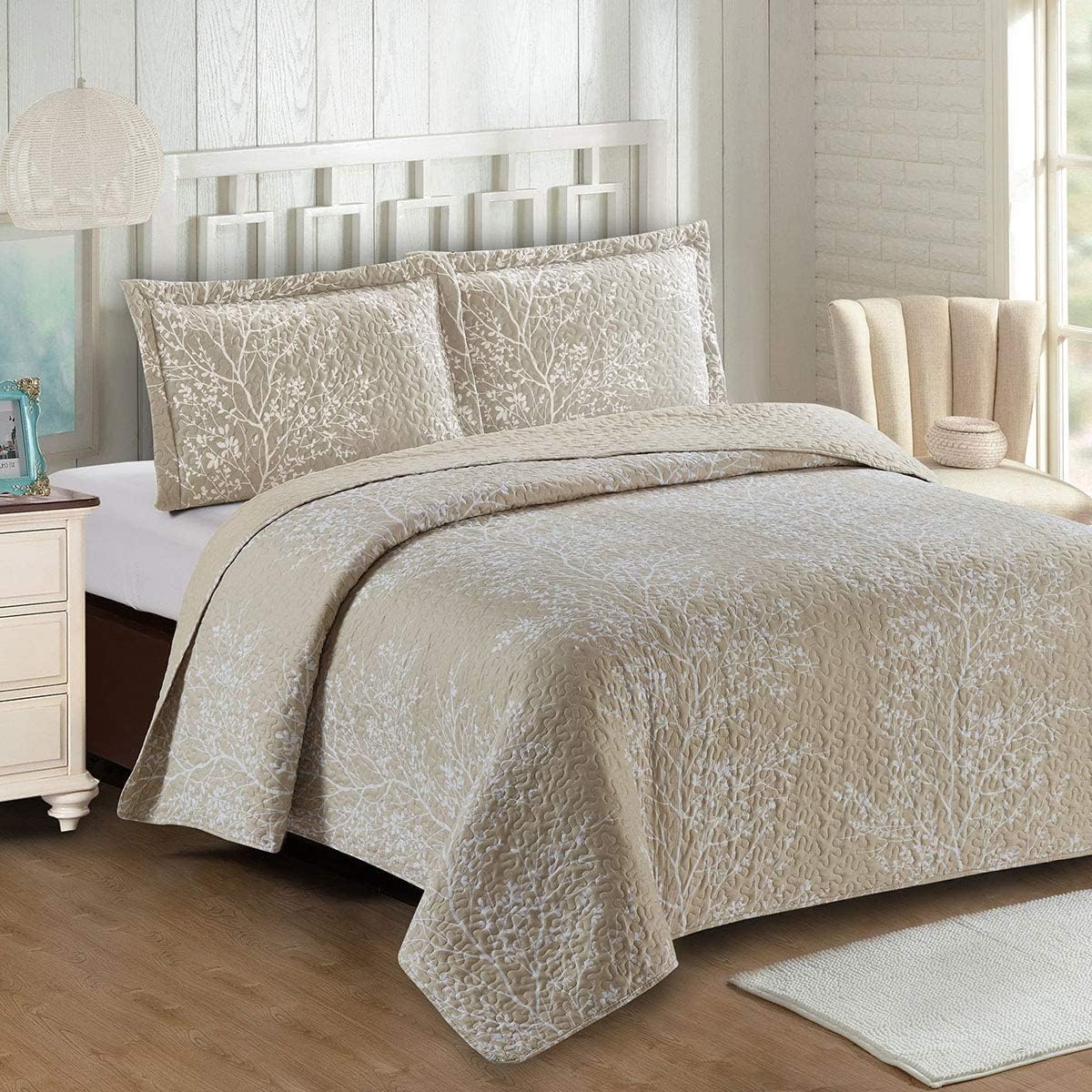 Royal Tradition 7PC Wrinkle-Free Quilt Set - Full Size - Odette Beige
