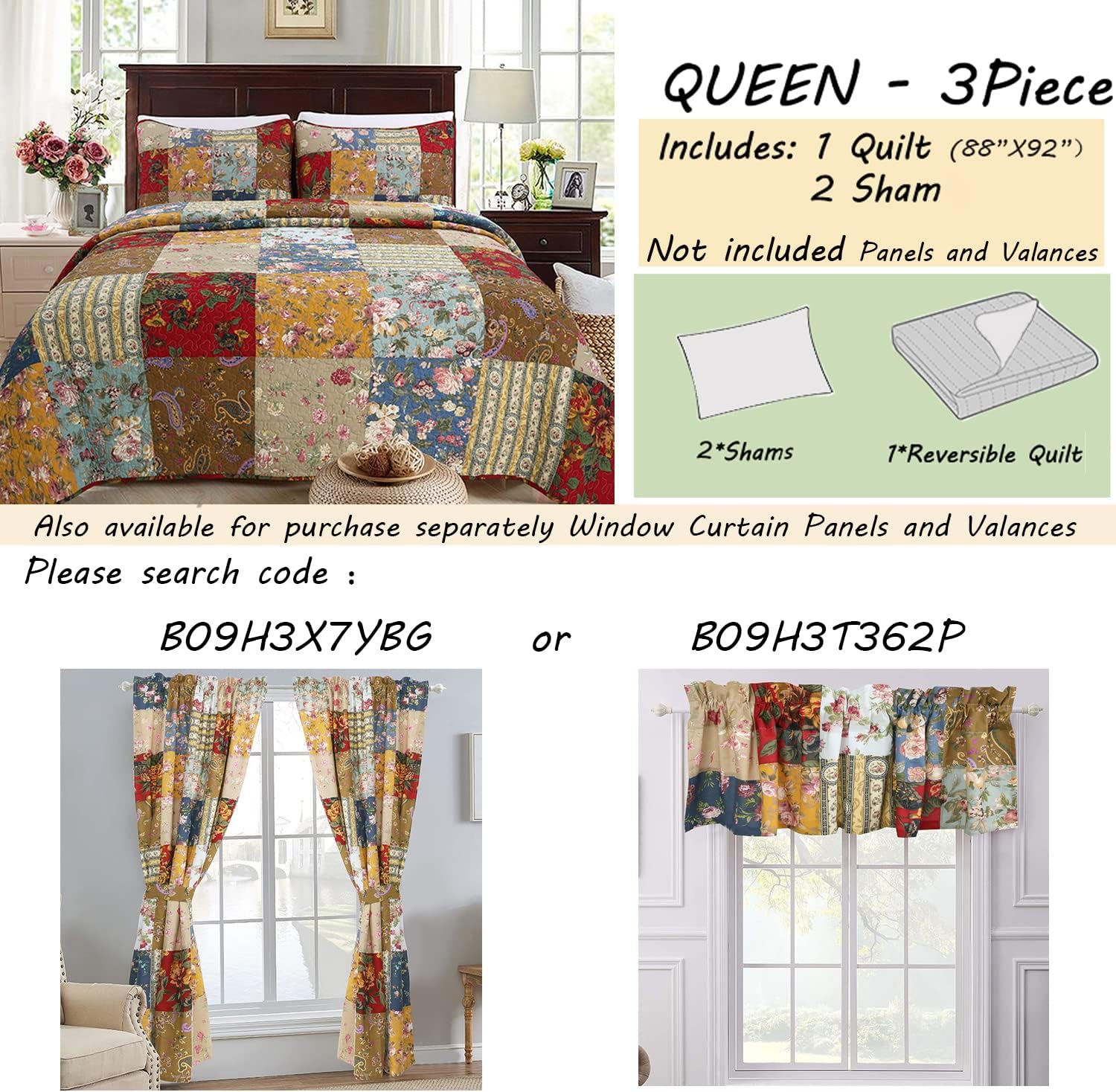 Cozy Line 100 Cotton Reversible Quilt Set