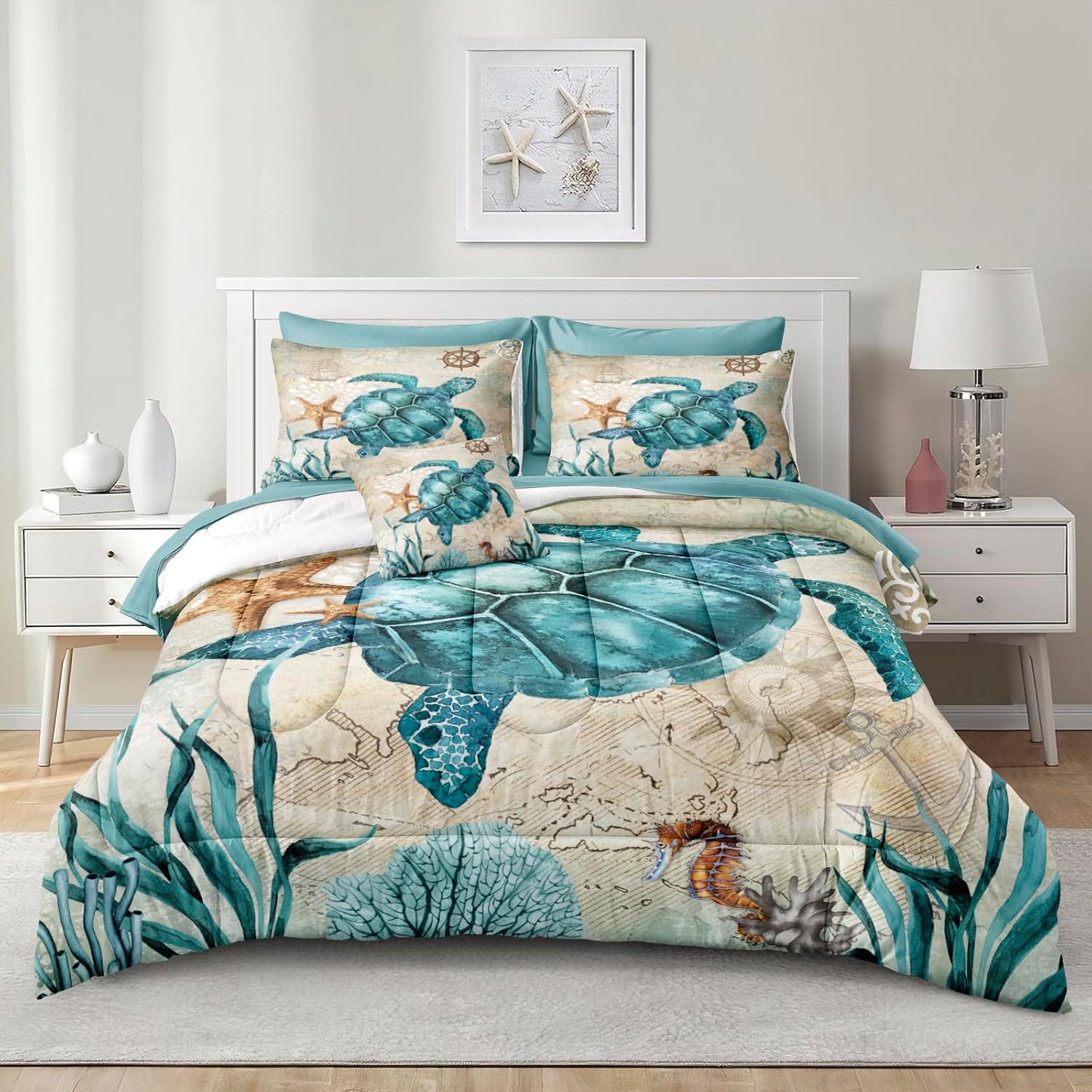 Merryword 8-Piece Ocean Turtle Bed In A Bag