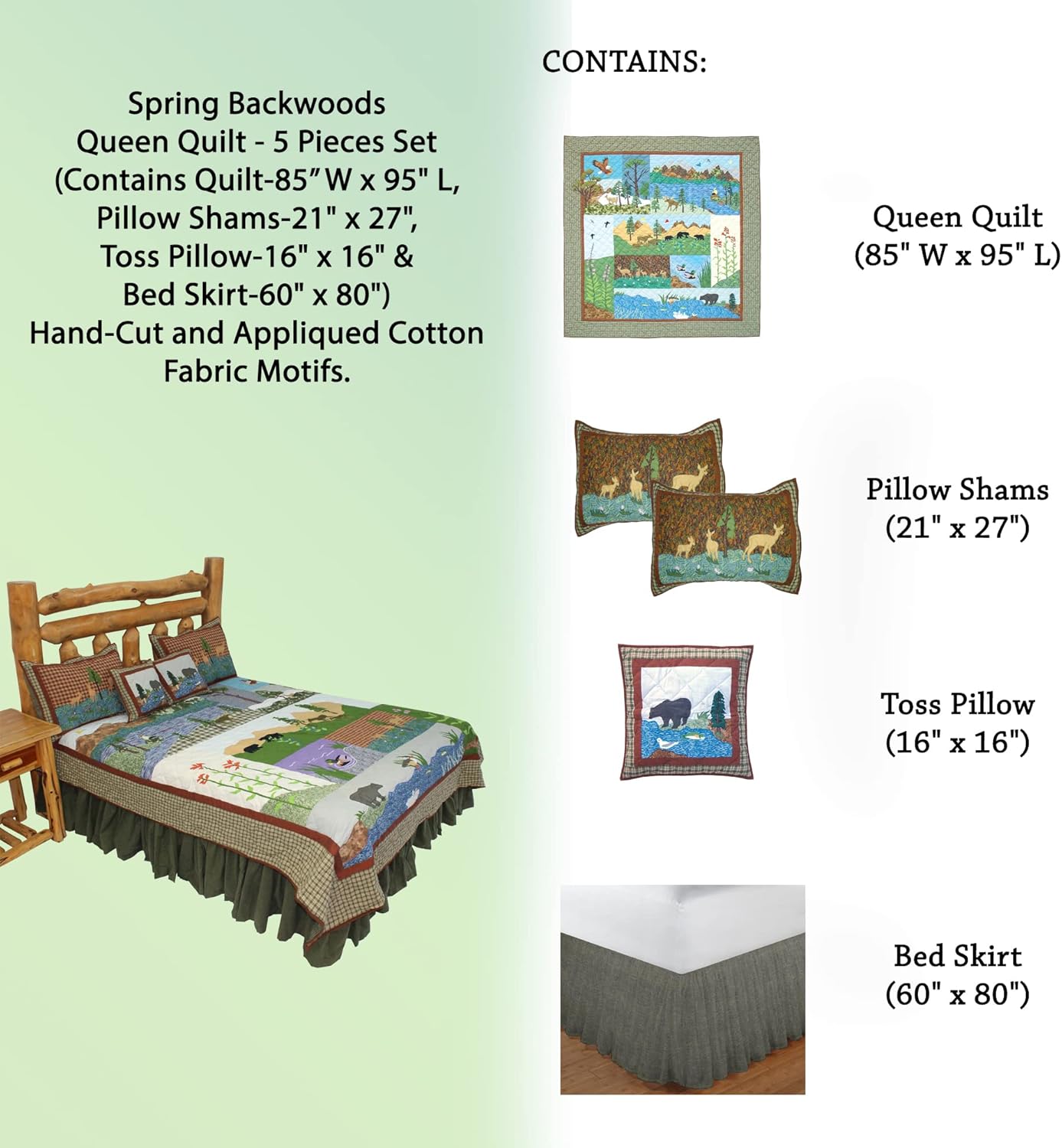 Patch Magic Spring Backwoods Queen Quilt Set 1