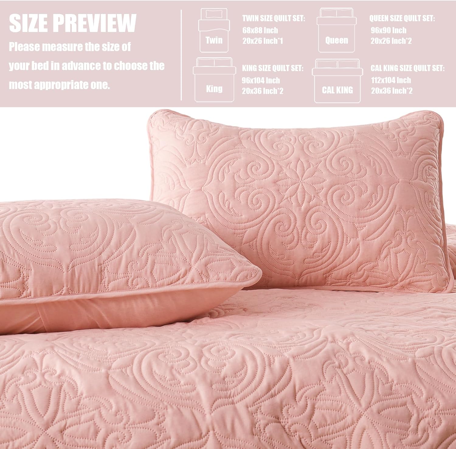 Exclusivo Mezcla Quilt Set King Size - Blush Pink