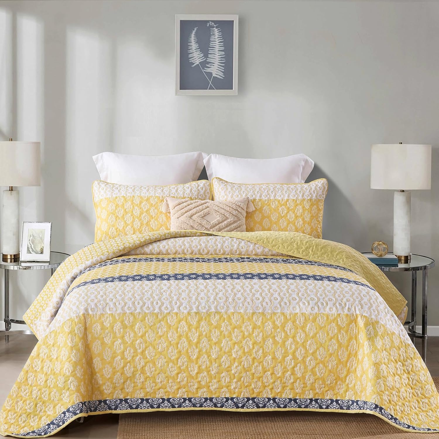 Cottolester Boho King Size Quilt Set with 3 Pieces