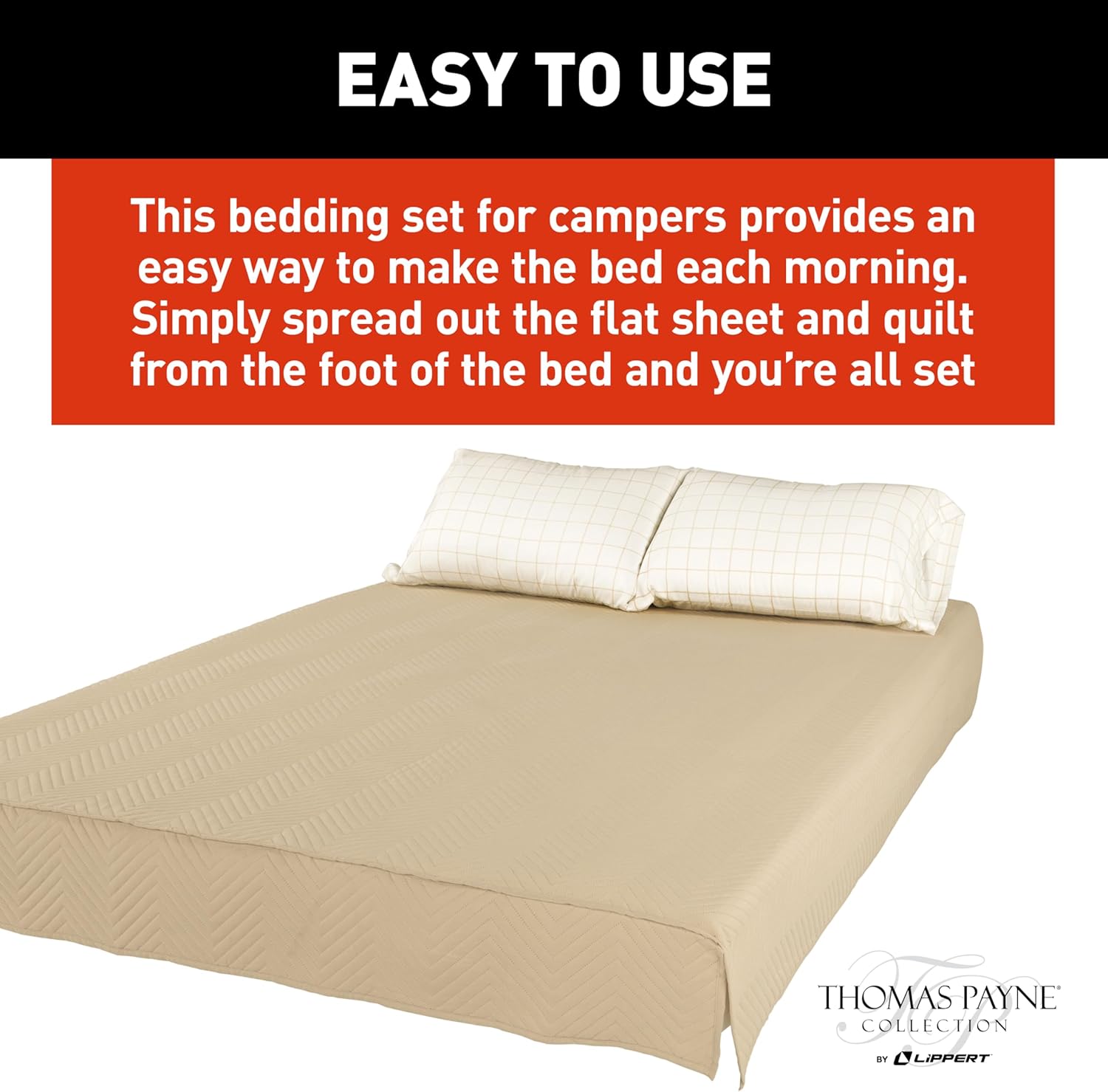Lippert Easy Zzzs RV Bedding Set Queen Tan