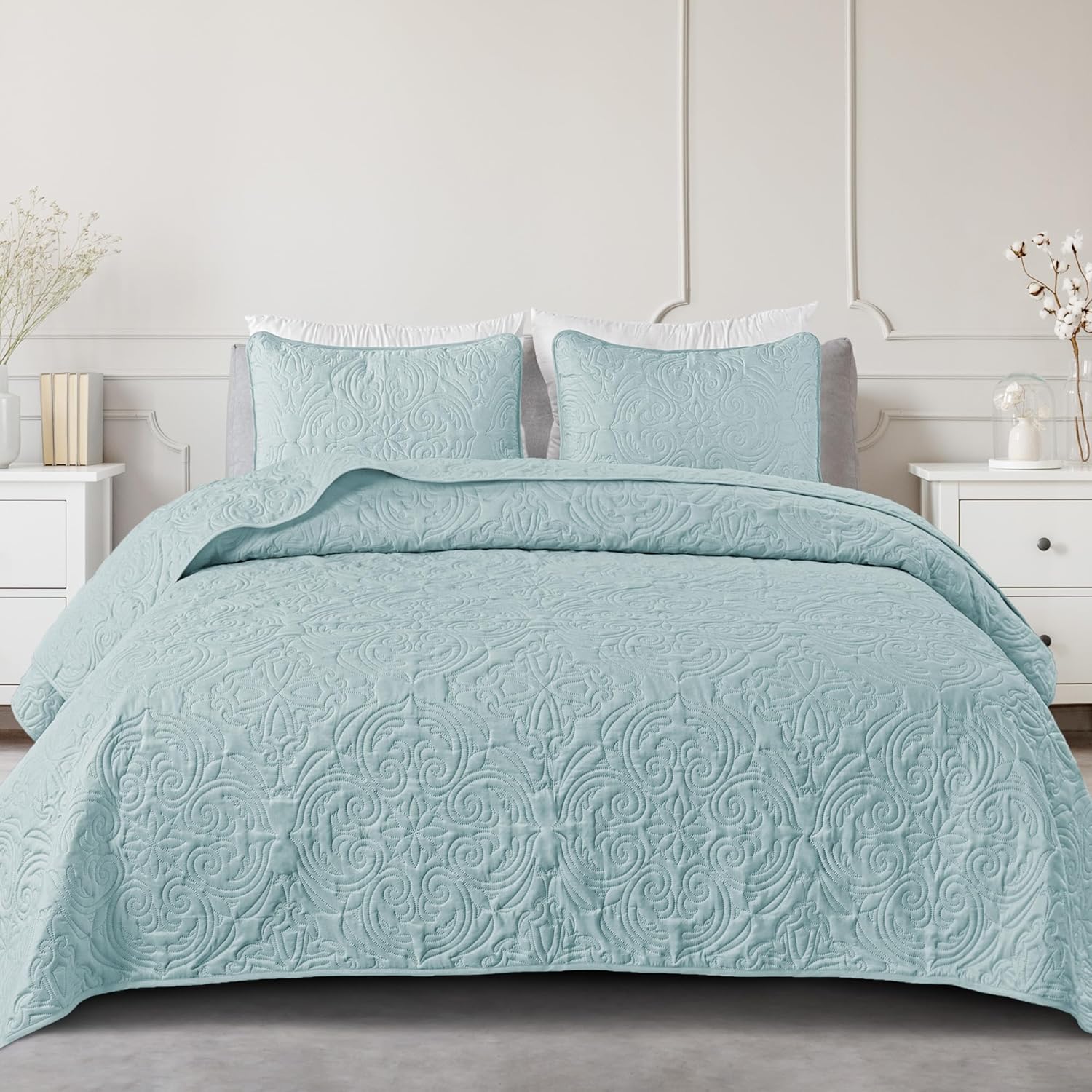 Exclusivo Mezcla Quilt Set Twin Size - Light Blue
