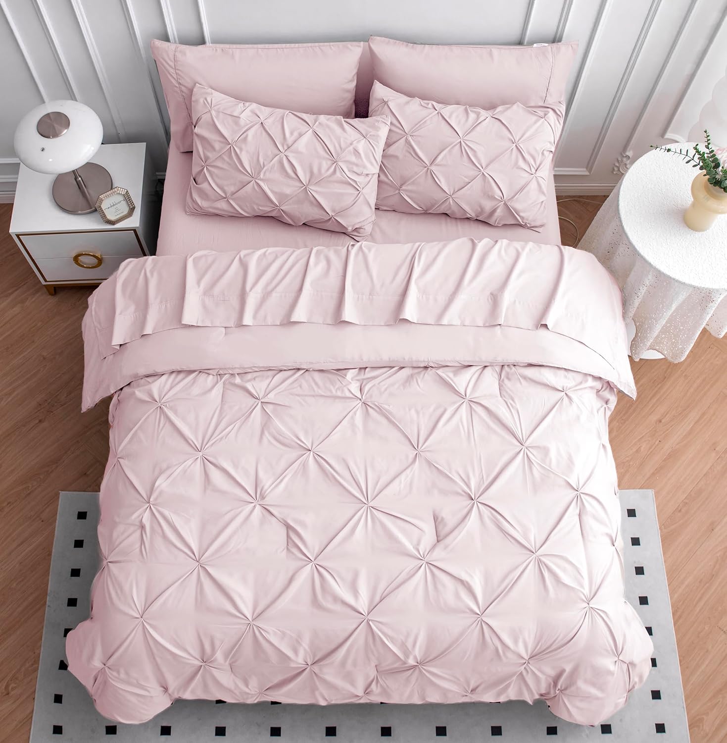 Lane Linen Cal King Comforter Set - 7 Piece Sepia Rose