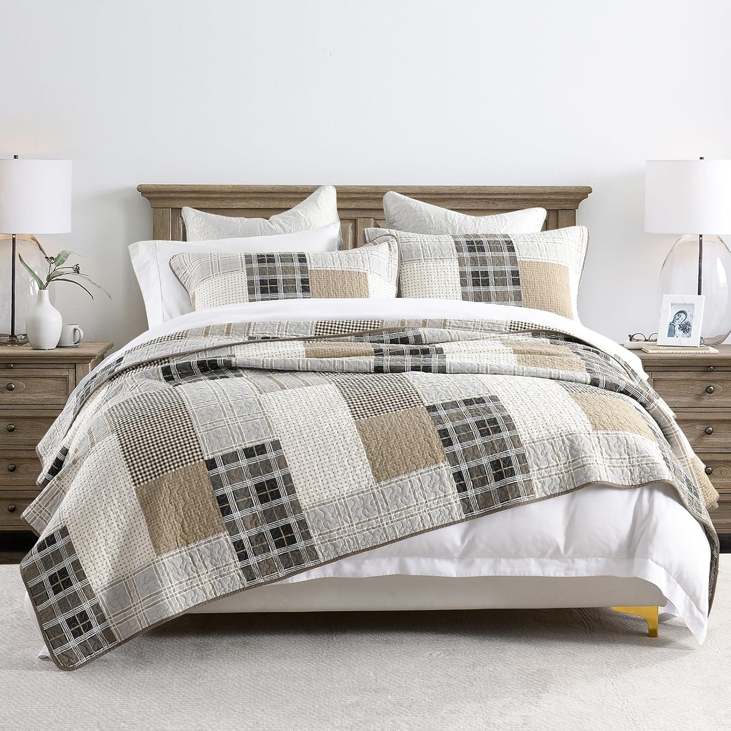 PANGUSHAN 100 Cotton Queen Quilt Set 3pcs 1