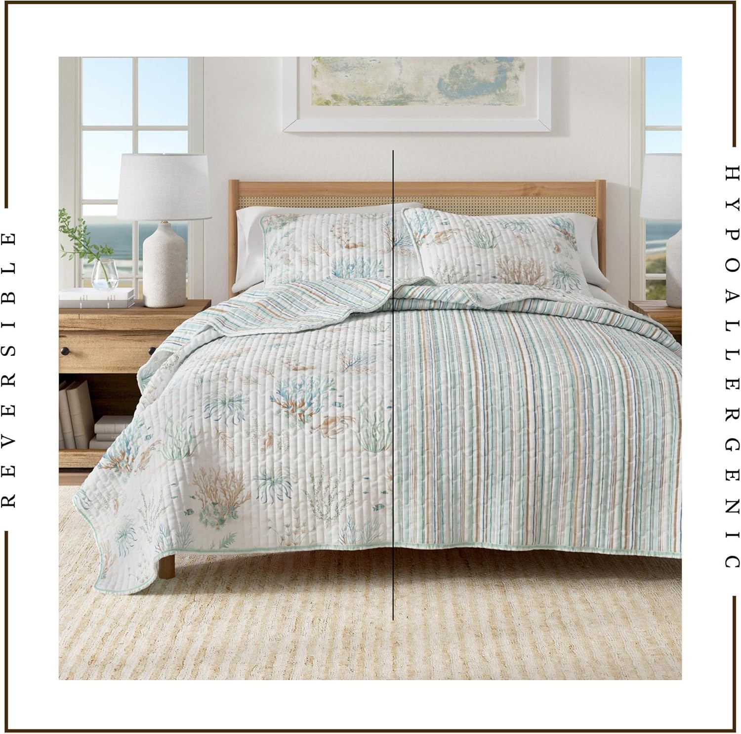 Great Bay Home King Size 100 Cotton Quilt Set with Shams
