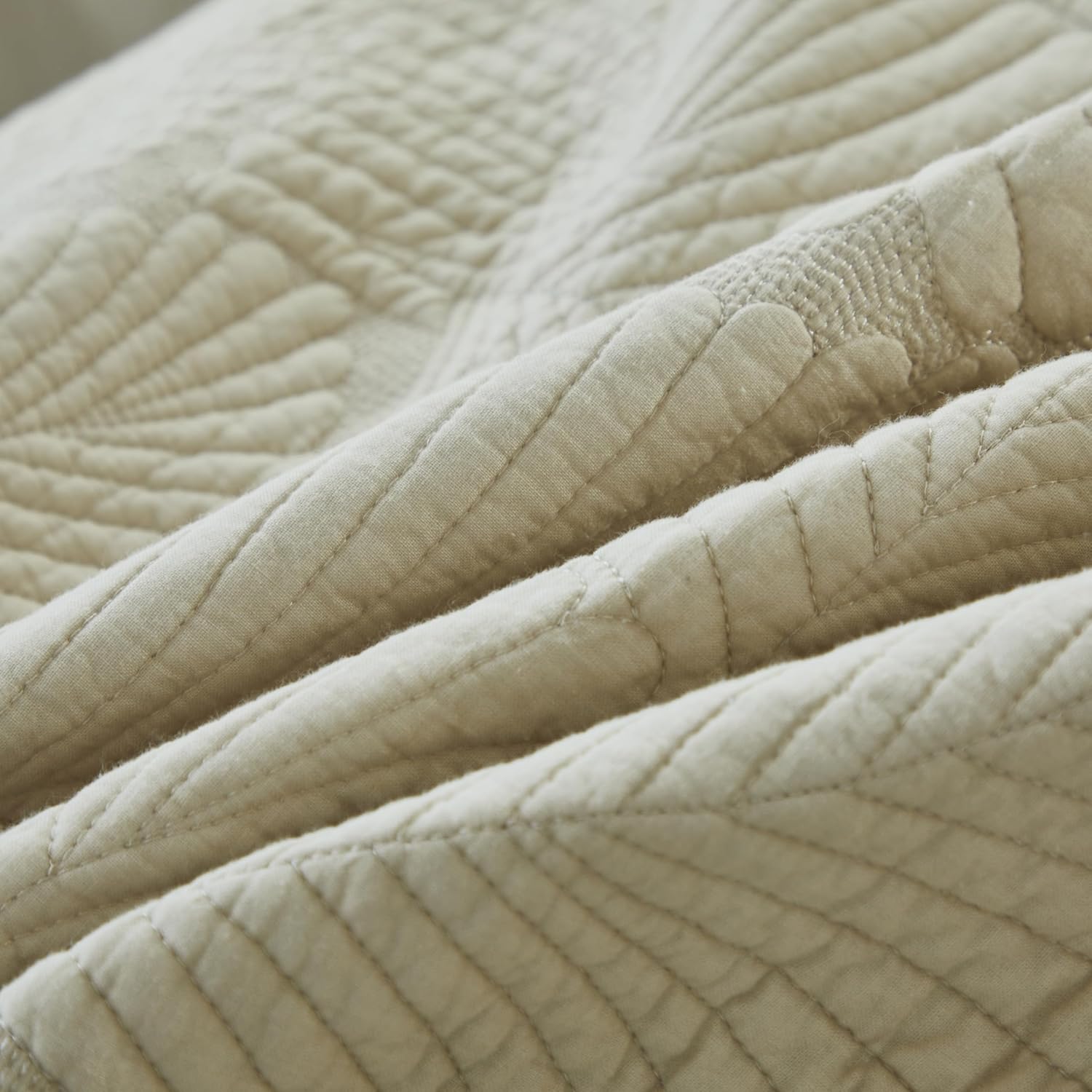 Brandream King Size Quilt Set Cotton Elegant Beige