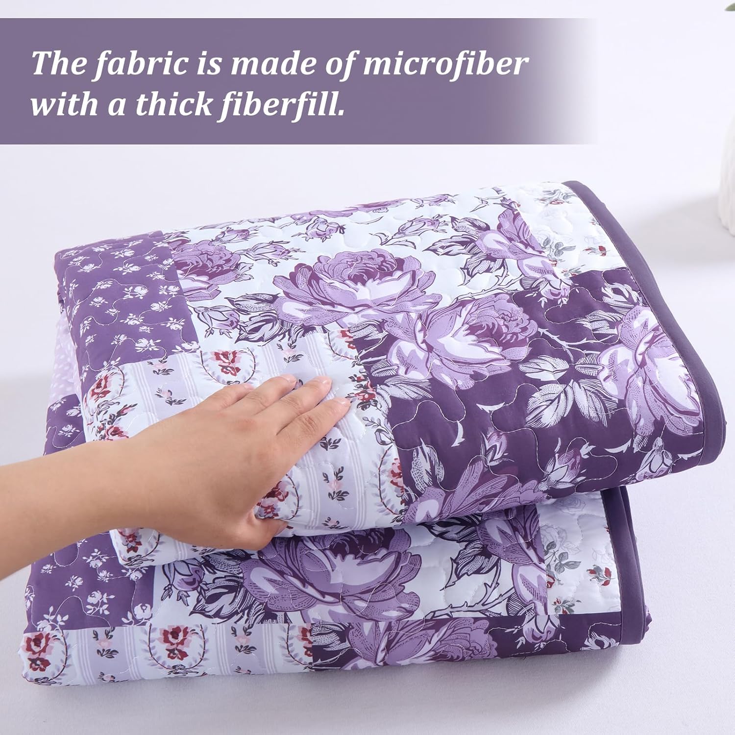Anibedding 3 Piece Floral Quilt Set Queen Size