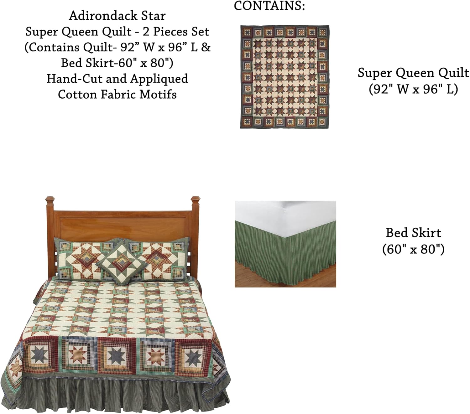Patch Magic Adirondack Star Super Queen Quilt Set