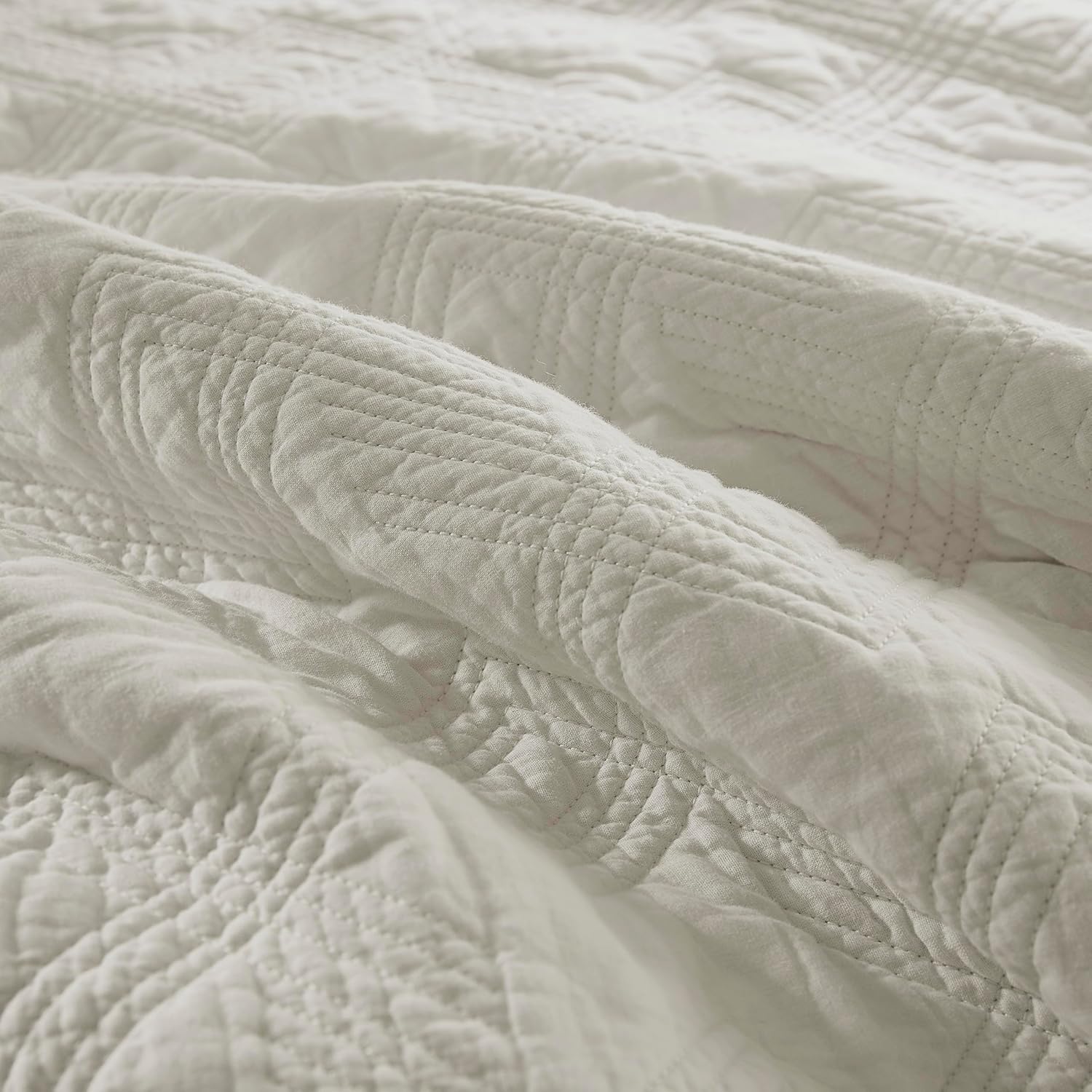 WDCOZY Beige Cotton Quilt Bedding Set