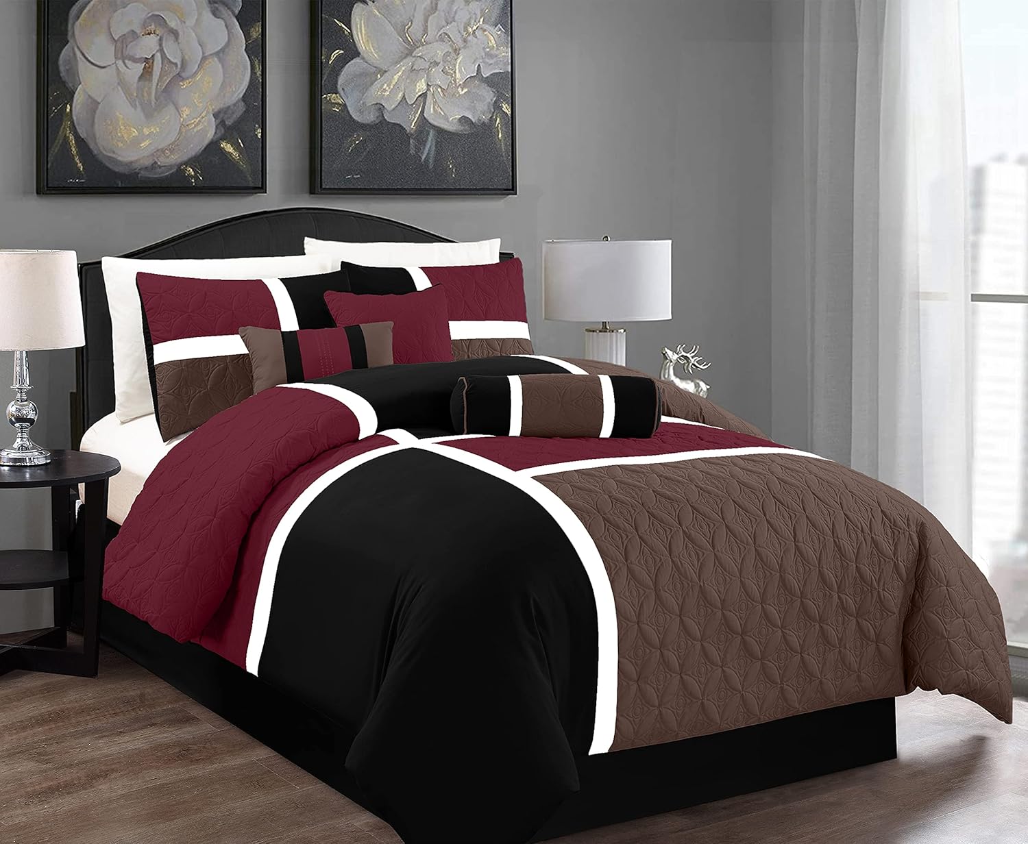 Chezmoi Collection Upland 7-Piece Quilted Comforter Set King