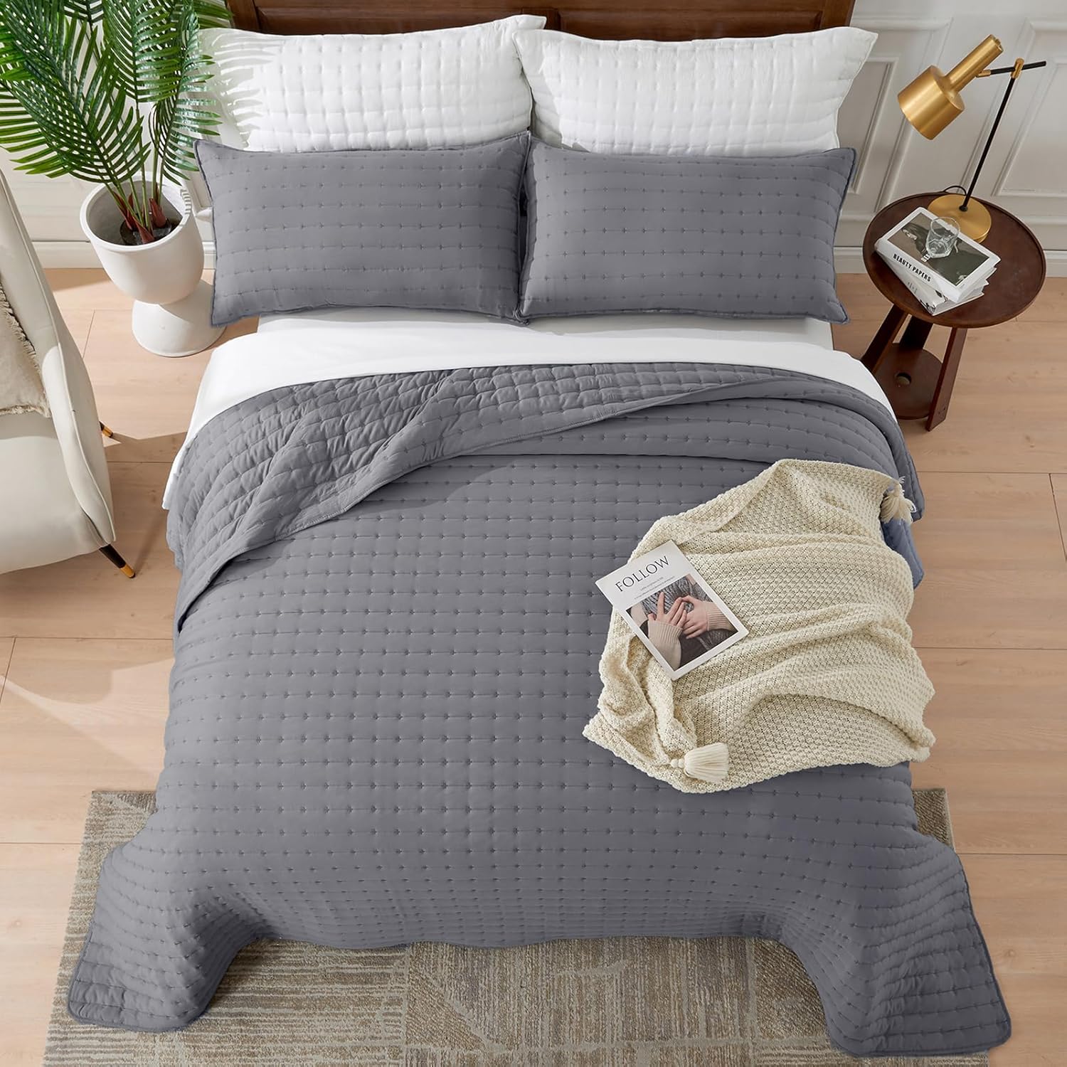 Suchbed Grey California King Quilt Set
