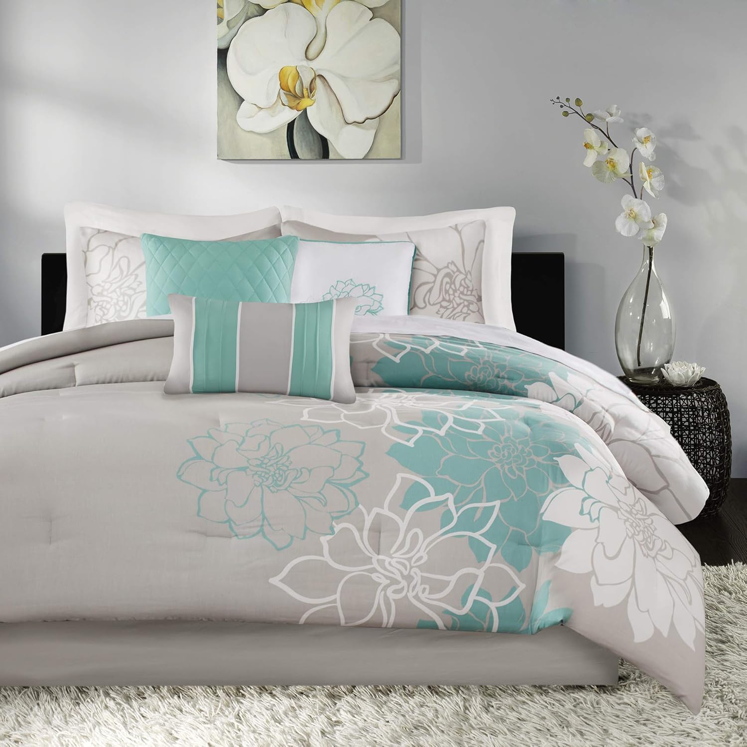 Madison Park Lola Sateen Cotton Comforter Set 7 Piece