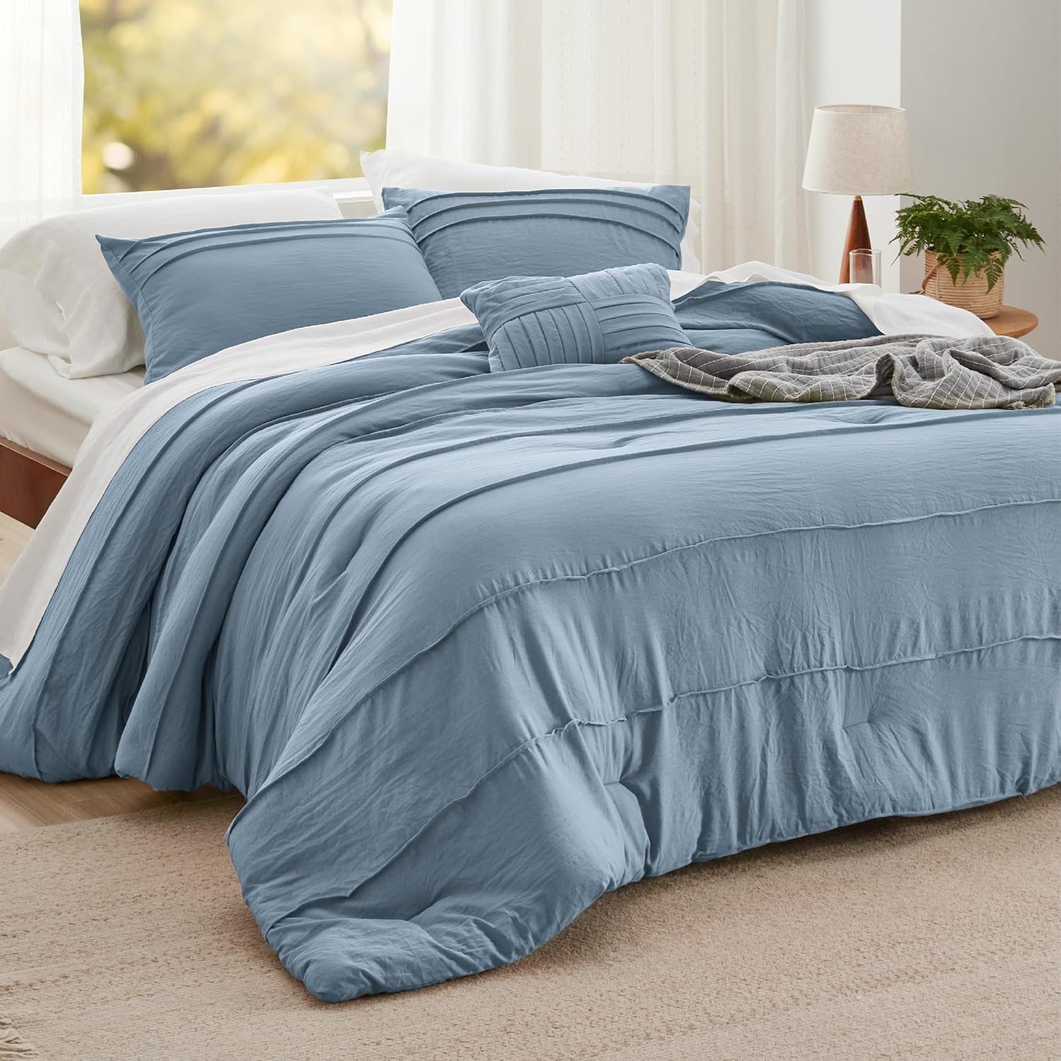 Bedsure King Comforter Set - 4 Piece Pinch Pleat Bedding