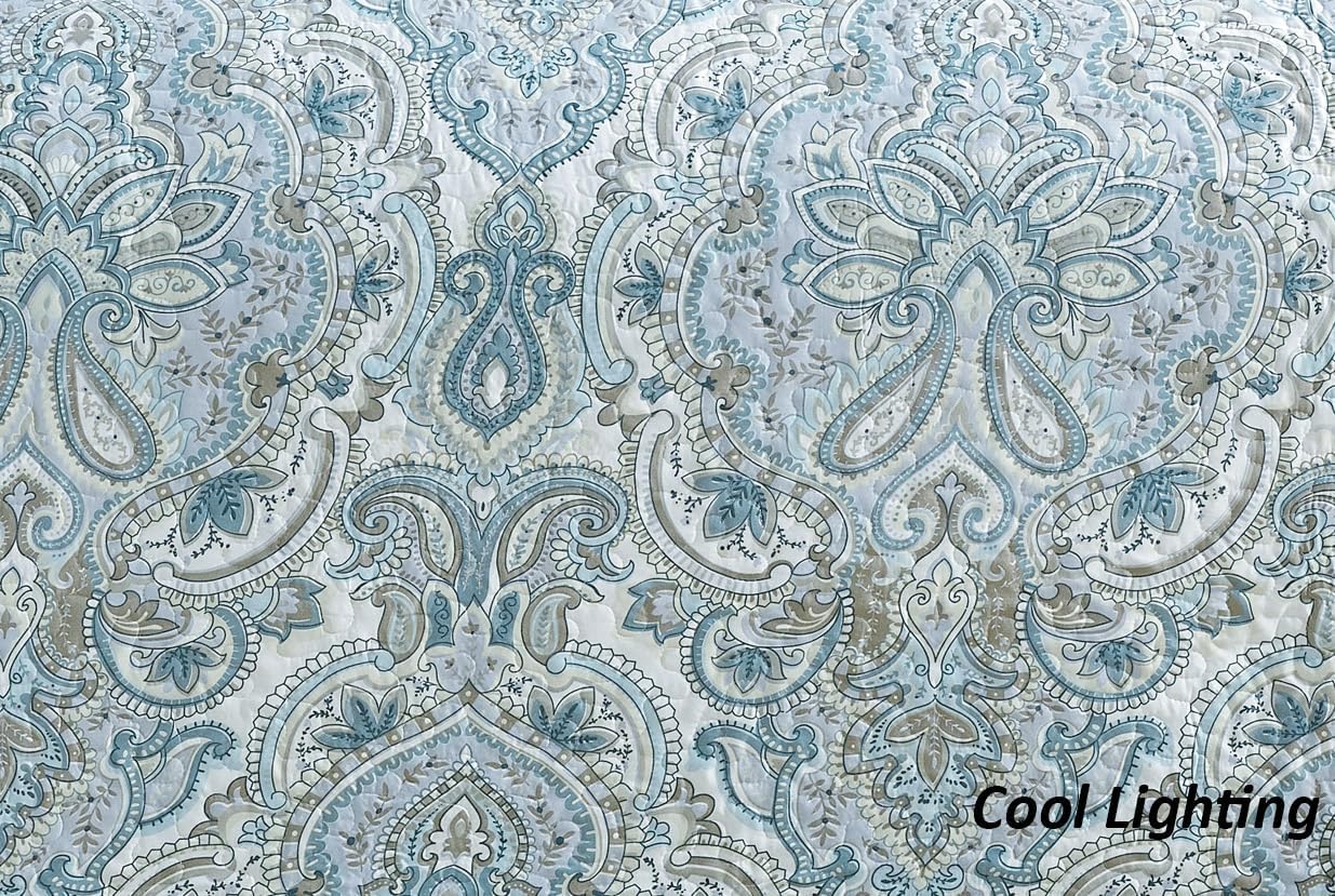 Grand Linen King Quilt Set with Paisley Design