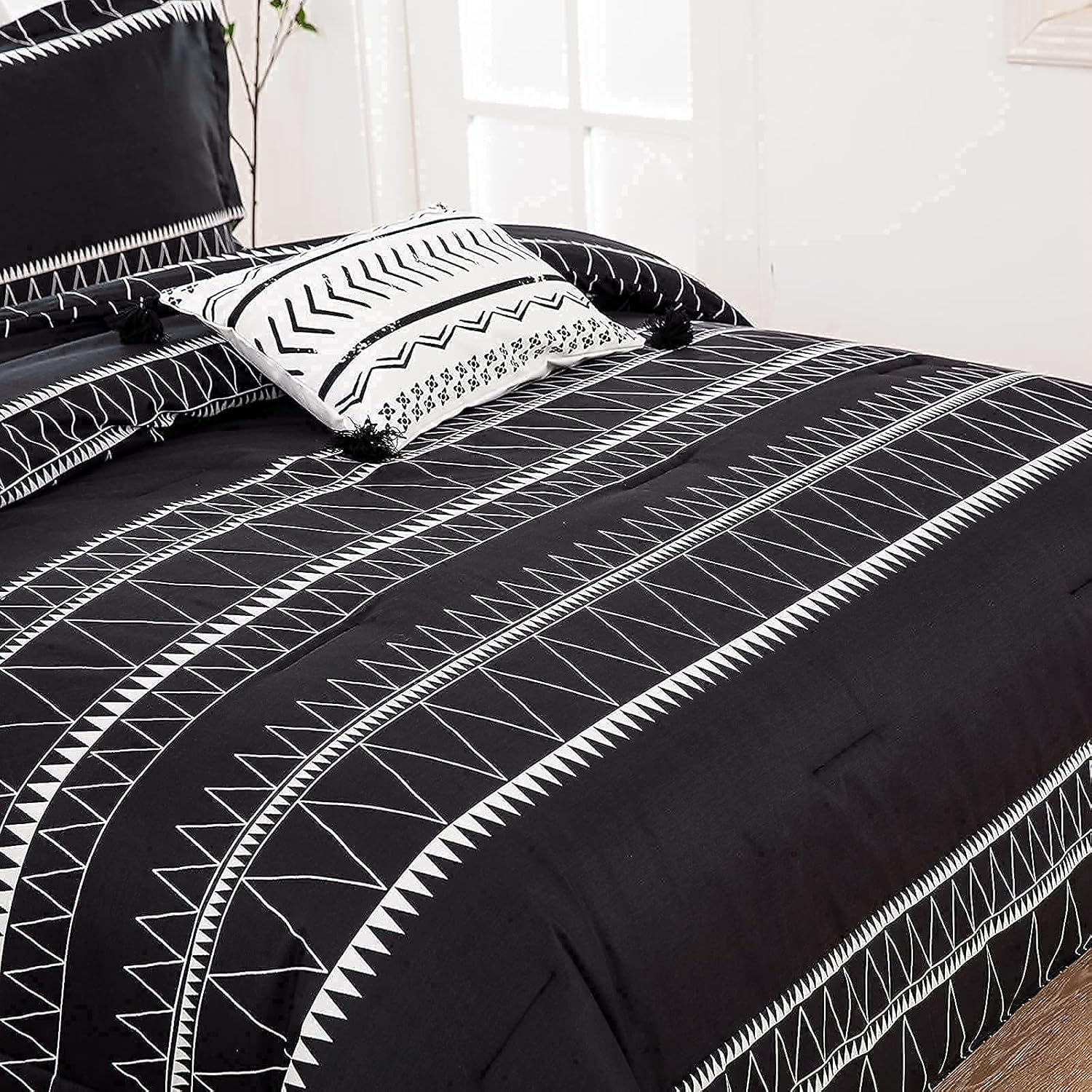 WONGS BEDDING Black Comforter Set Full 3 Pieces