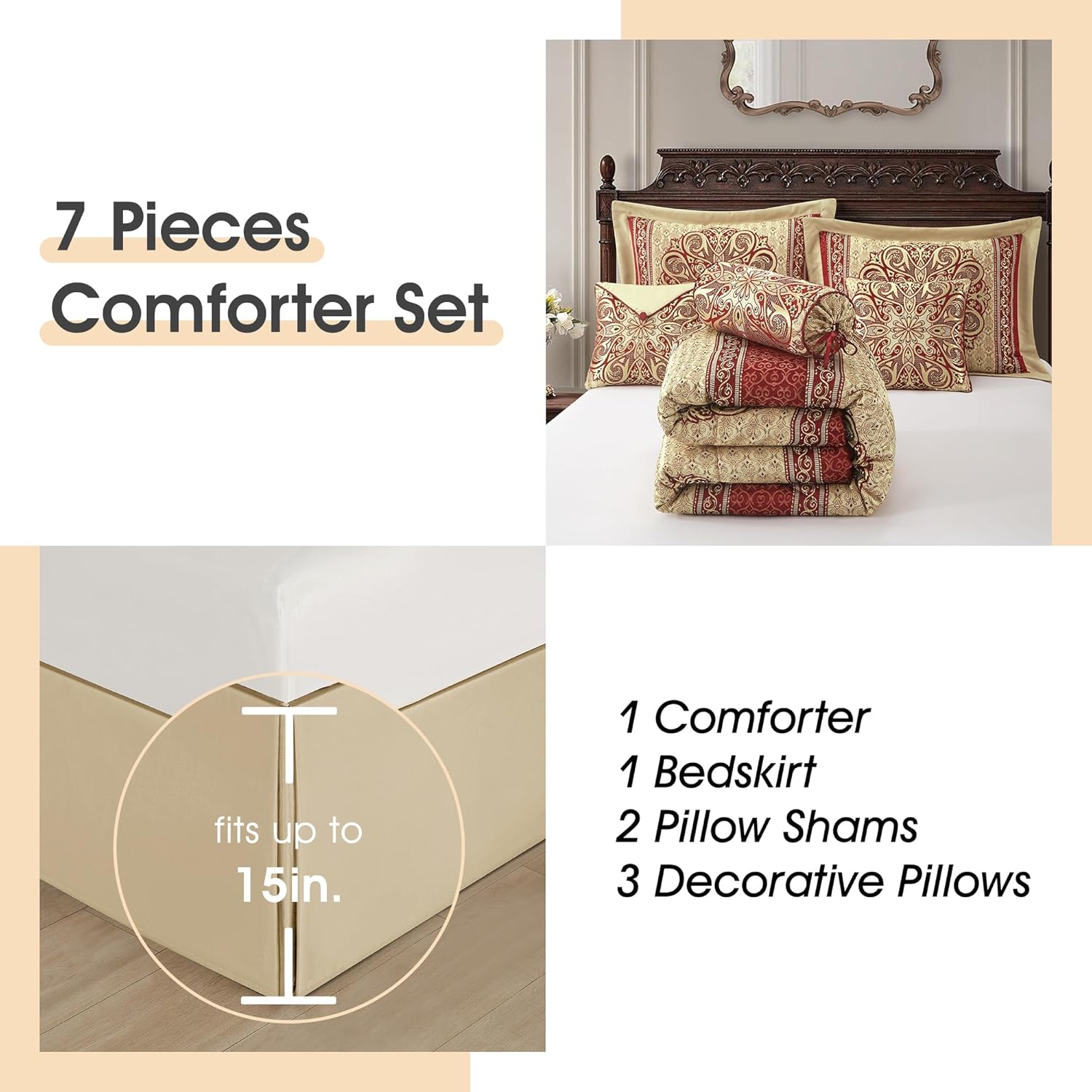 LANCO California King Comforter Set with Medallion Design
