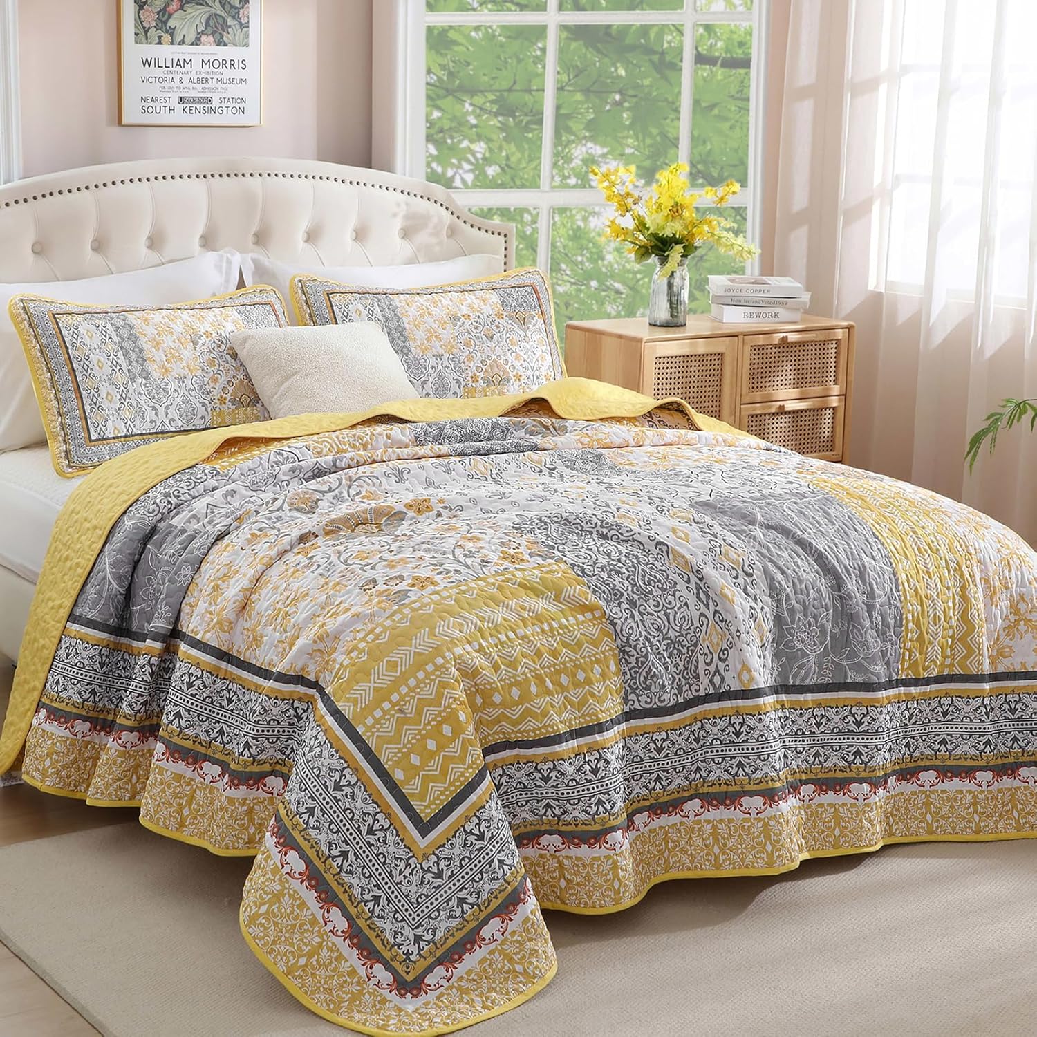 WONGS BEDDING Yellow Quilt Set Full Size