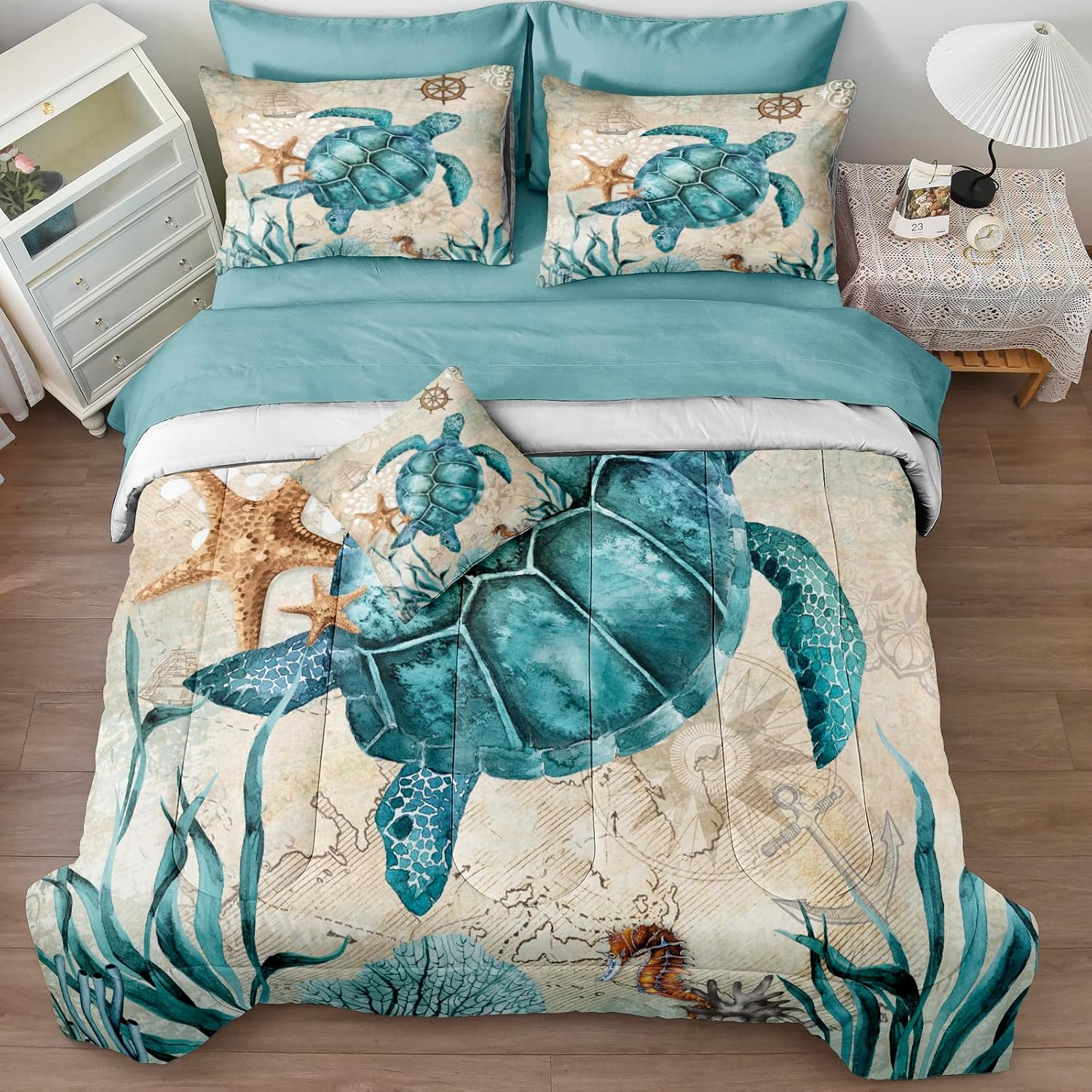 Merryword 8-Piece Ocean Turtle Bed In A Bag
