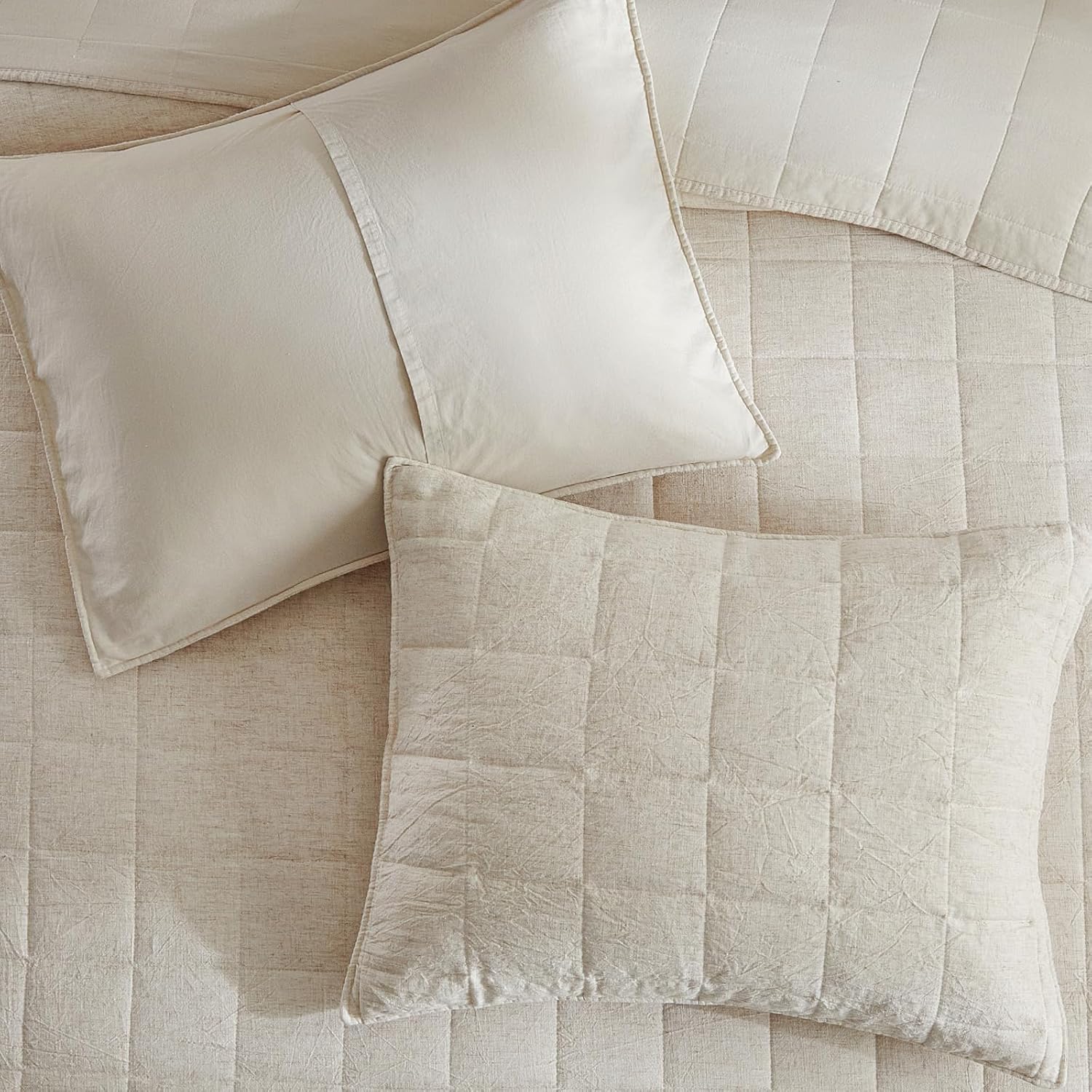 WARMDERN Linen Cotton Quilt Set King Size