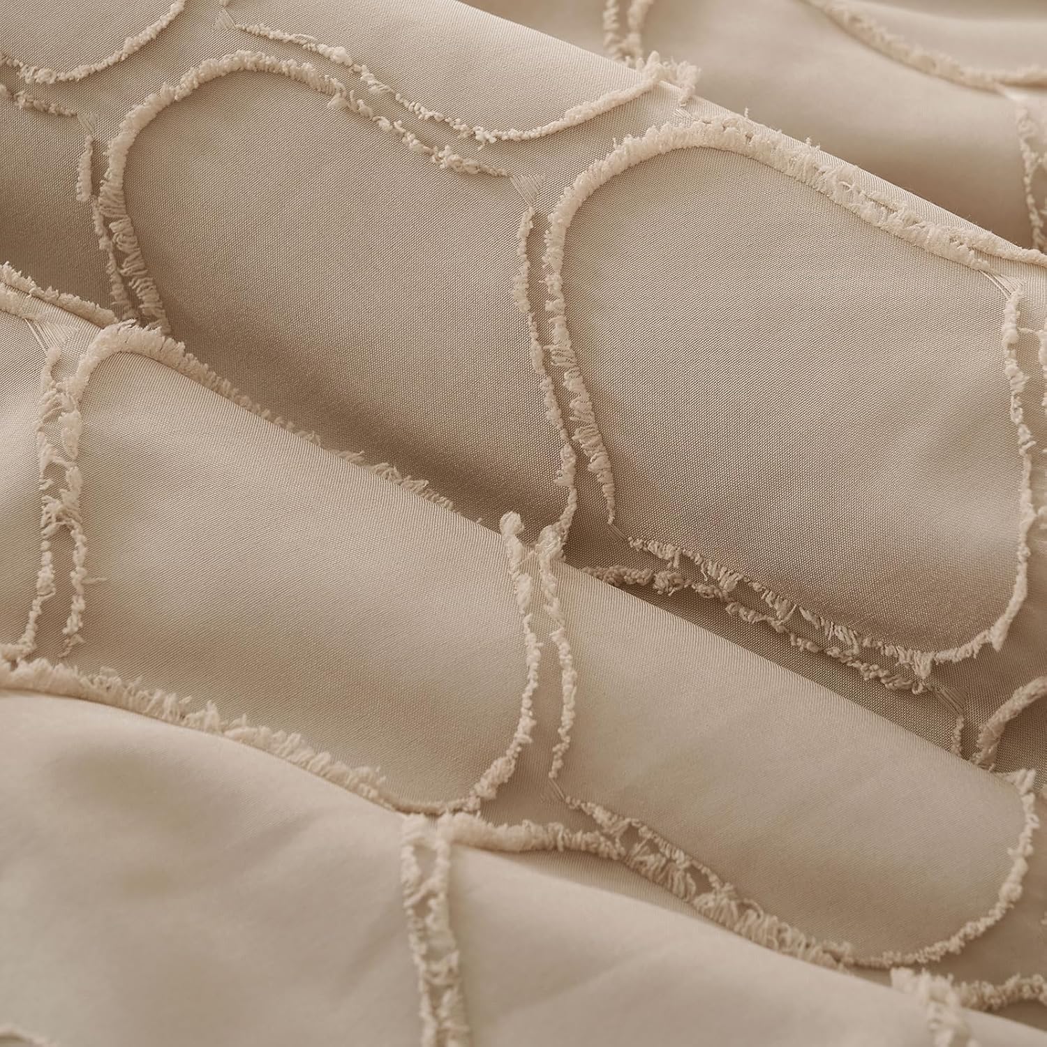 KAKKI Queen Beige Comforter Set - 3 Piece Boho Bedding