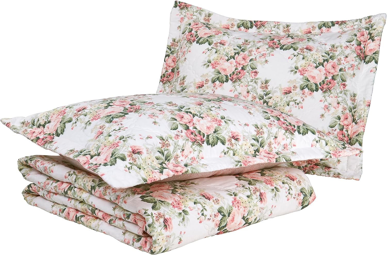 Laura Ashley Queen Quilt Set in Joyce Pink 1