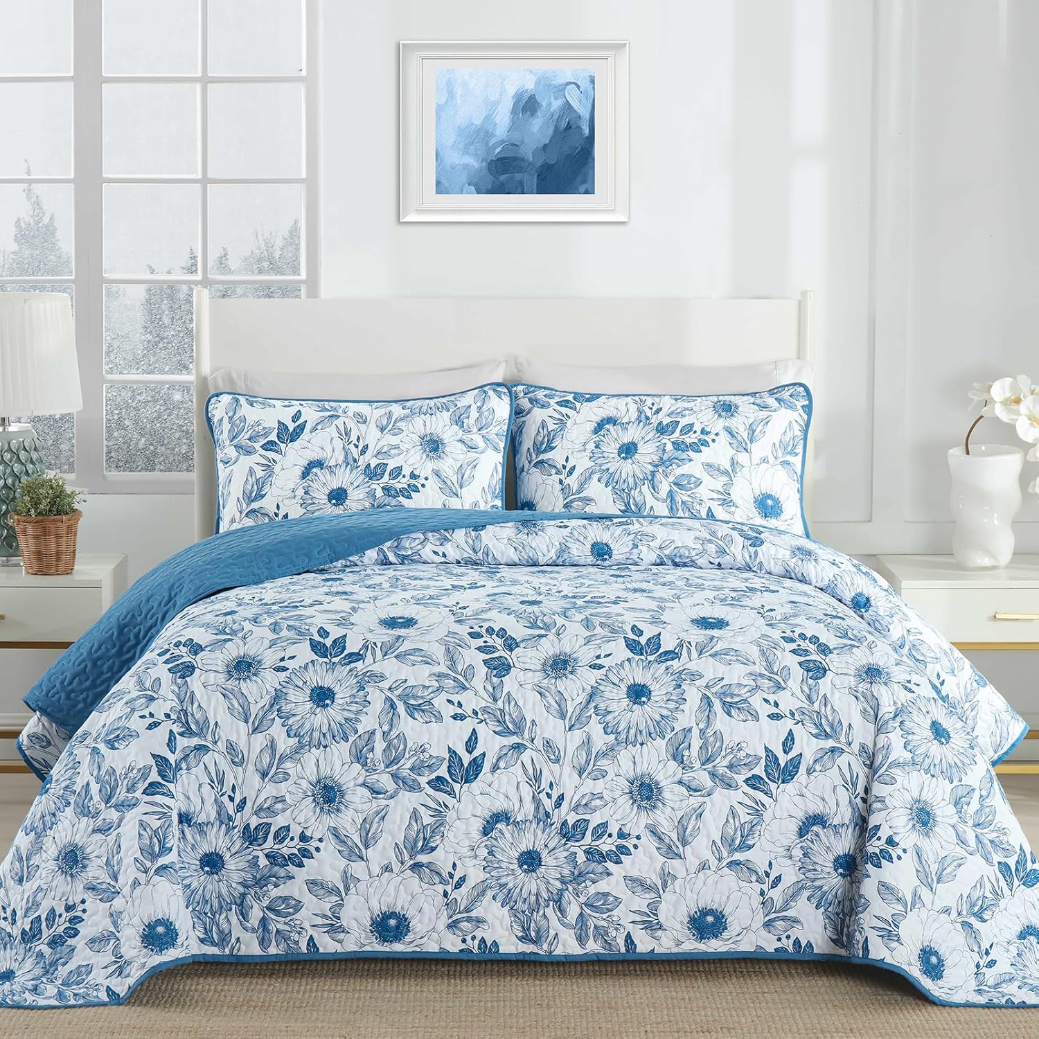 Drucon King Size Floral Quilt Set 3 Pieces