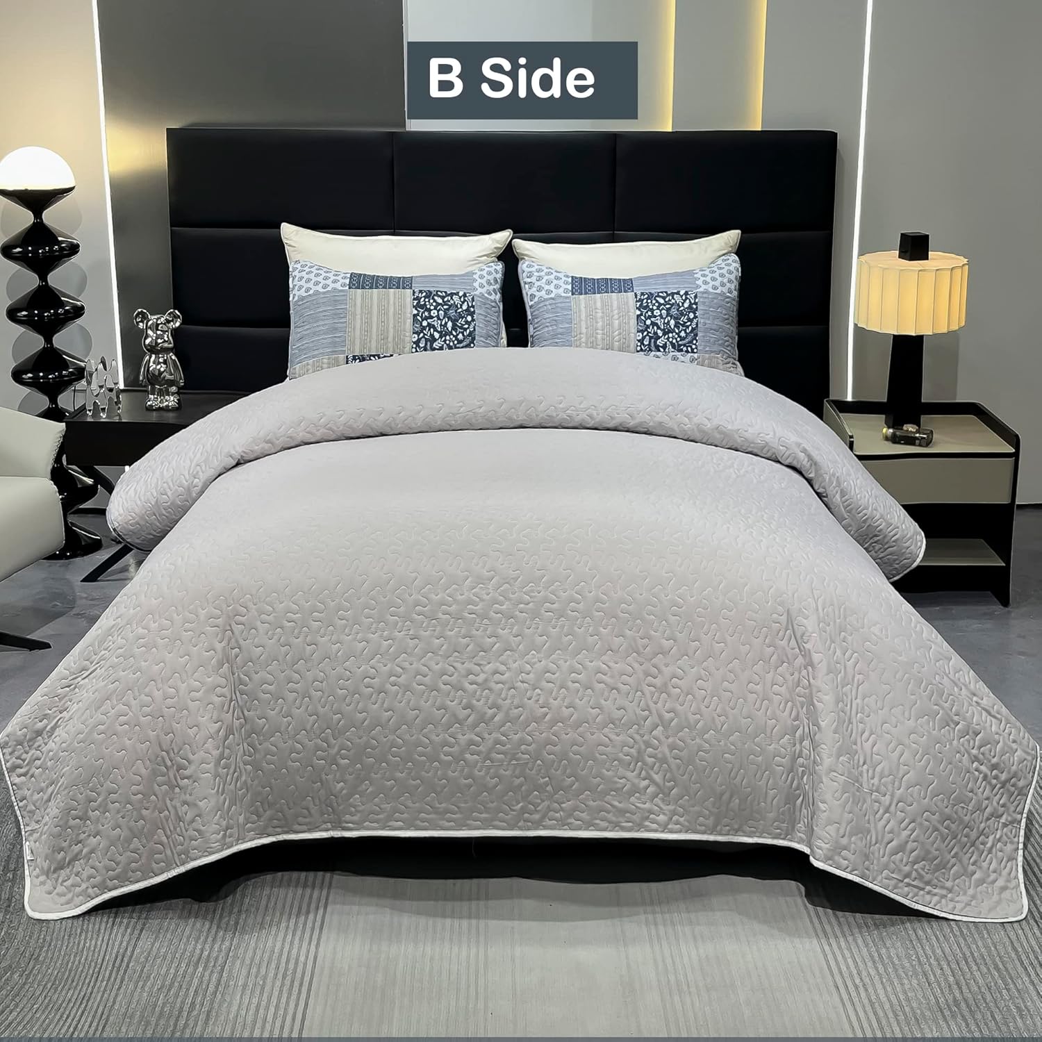 VIVILINEN Queen Size Reversible Quilt Set